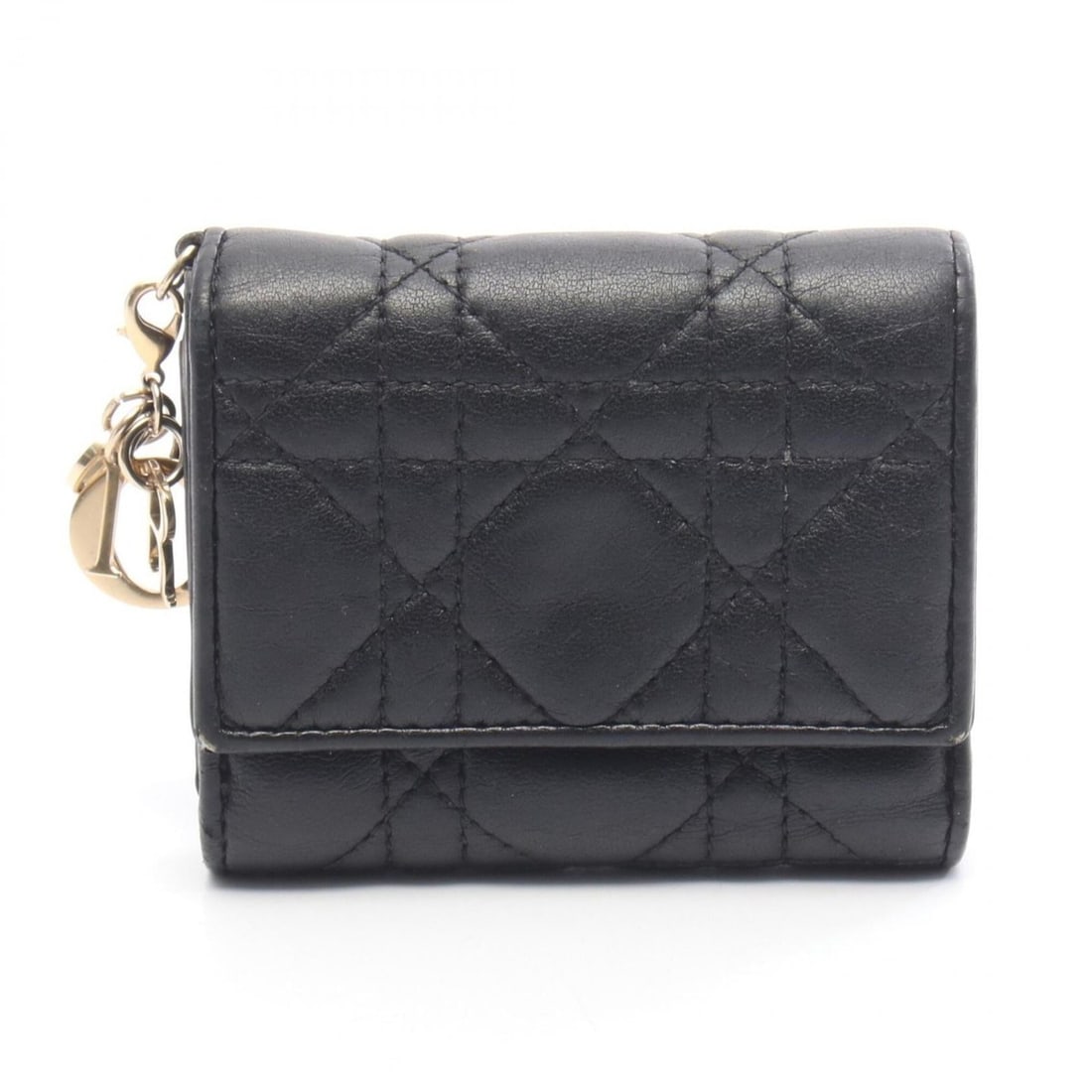 Christian Dior LADY DIOR Lotus Wallet Tri-fold Long Leather Women's Black: --- Catalog ---Category: SizeSize (HxWxD): 8.5cm x 10cm x 3cm / 3.34'' x 3.93'' x 1.18''Category: DesignType: Long wallet (tri-fold)Color: BlackGender: WomenMaterial: Leather Category: GeneralBrand: C