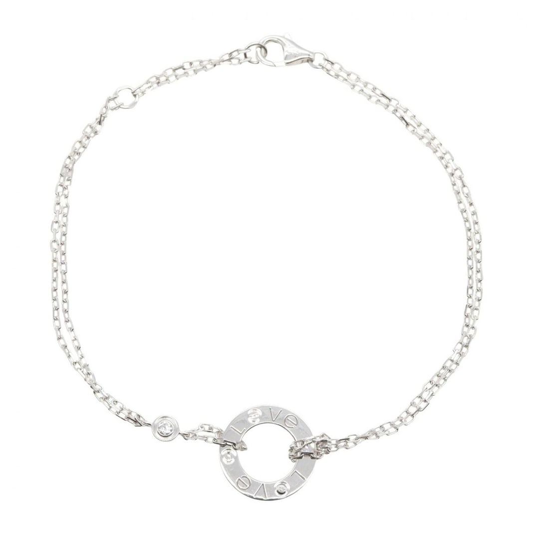 Cartier Love Circle Bracelet 2PD Accessory 18KWG (White Gold) Diamond Men's Women's Silver Tone: --- Catalog ---Category: SizeLength: 16cm - 18cm / 6.29'' - 7.08''Category: DesignType: Charm braceletColor: Clear, SilverStone: DiamondGender: Men,WomenMaterial: White gold (18K)Category: GeneralMPN: