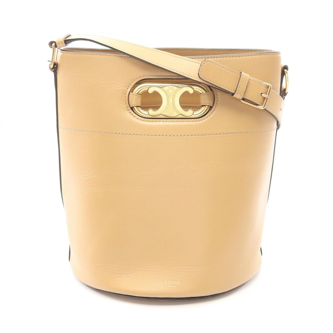 Celine Maillon Triomphe Bucket Bag, Shoulder Handbag, Leather, Women's, Beige (1 of 16)