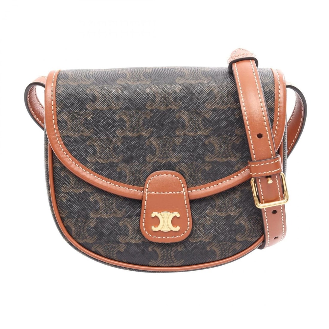 Celine Triomphe Mini Besace Shoulder Bag/Handbag, Coated Canvas and Leather, Women's, Black/Brown, (1 of 13)