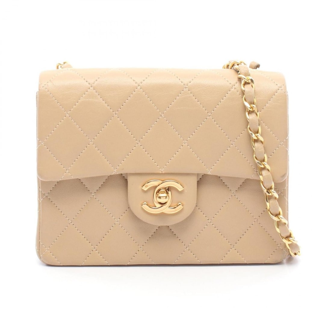 Chanel Mini Matelassé Shoulder Bag/Handbag, Lambskin Leather, Women's, Beige: --- Catalog ---Category: SizeSize (HxWxD): 13cm x 17cm x 8cm / 5.11'' x 6.69'' x 3.14''Category: DesignType: Handbag, Shoulder bagColor: BeigeGender: WomenMaterial: Leather Leather/Fur Type: LambskinC