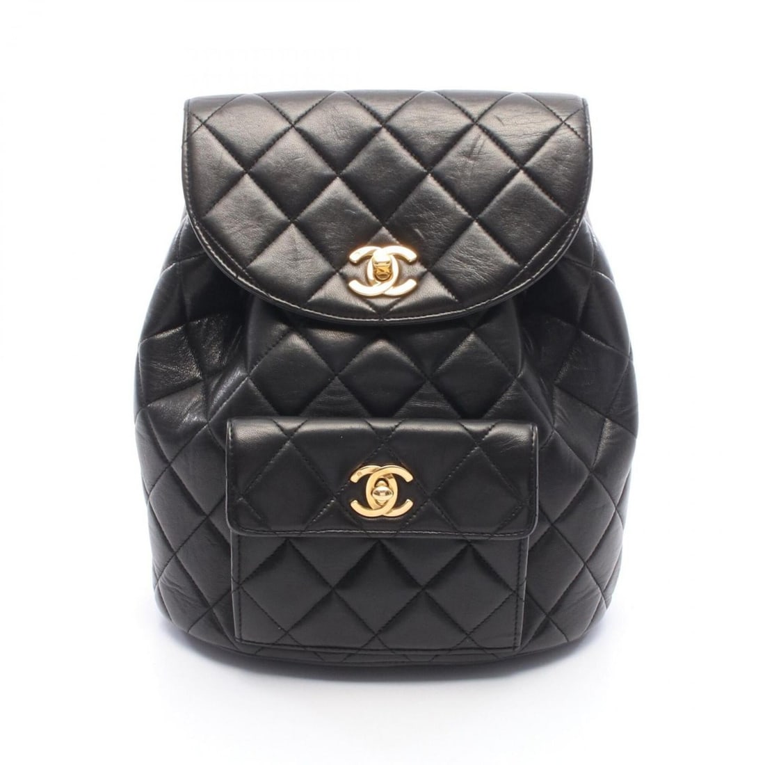 Chanel Matelassé Backpack/Handbag, Lambskin Leather, Women's, Black: --- Catalog ---Category: SizeSize (HxWxD): 25cm x 21cm x 10cm / 9.84'' x 8.26'' x 3.93''Category: DesignType: Backpack, HandbagColor: BlackGender: WomenMaterial: Leather Leather/Fur Type: LambskinCate