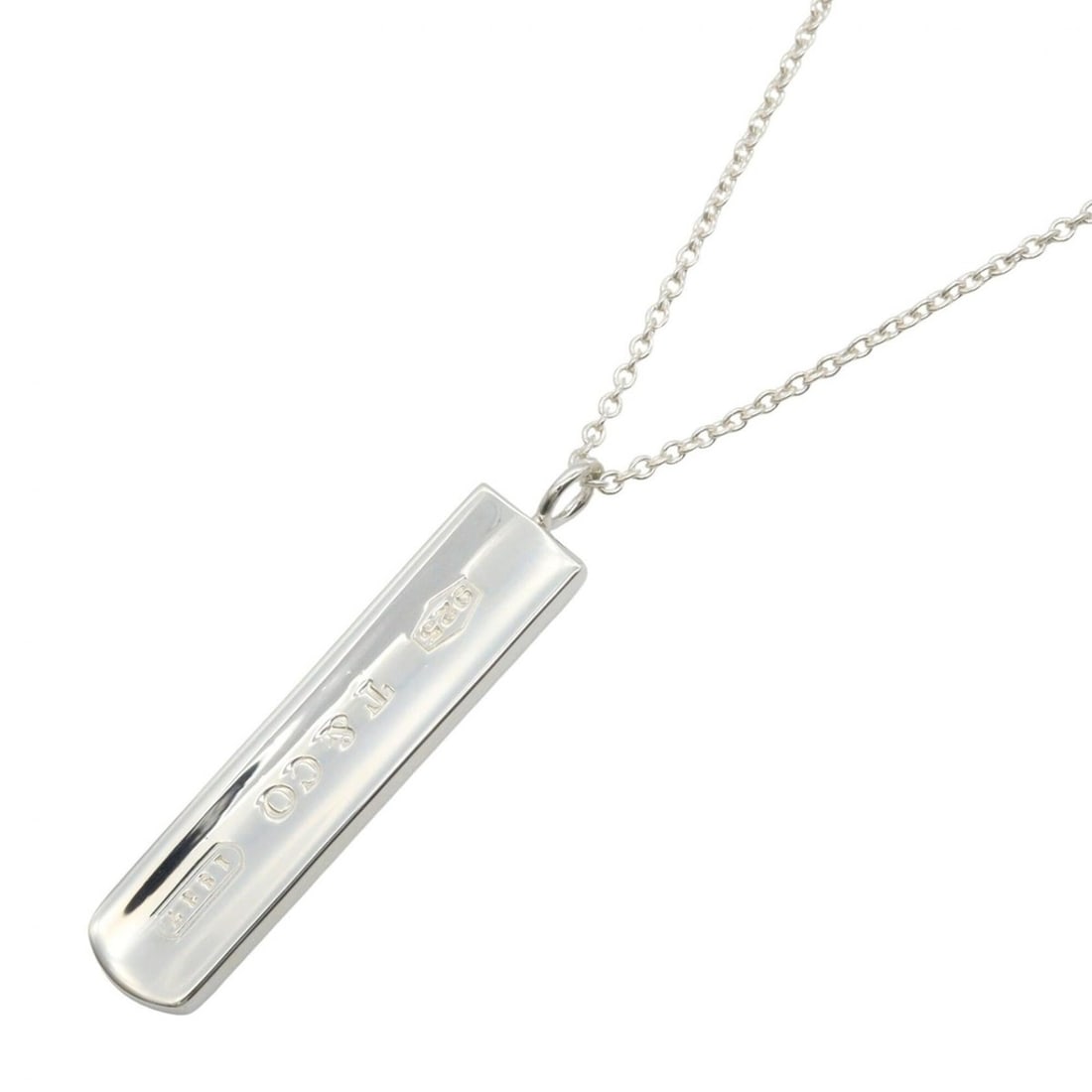 Tiffany & Co. 1837 Bar Necklace, Sterling Silver 925, Tone, Necklace Jewelry for Men and Women: --- Catalog ---Category: SizePendant Size: 40mm x 8mm / 1.57'' x 0.31''Neck Circumference: 46 cm / 18.11''Category: DesignColor: SilverGender: Men,WomenMaterial: Silver 925Necklace Type: NecklaceCateg