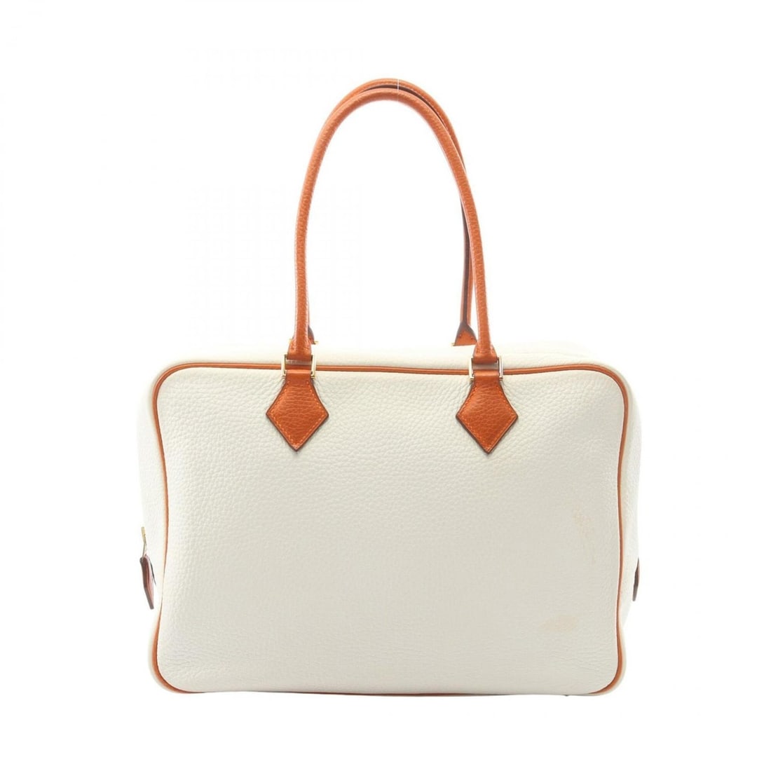 Hermes Plume 32 Bicolor Handbag, Leather, Taurillon Clemence Women's, White/Orange (1 of 16)