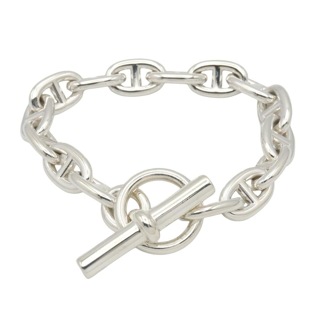 Hermes Chaine d'Ancre MM 15-link bracelet, sterling silver (925), men's and women's, tone.: --- Catalog ---Category: SizeLength: 16cm / 6.29''Category: DesignType: Charm braceletColor: SilverGender: Men,WomenMaterial: Silver 925Category: GeneralBrand: Hermes--- Item List ---Section: Conditio