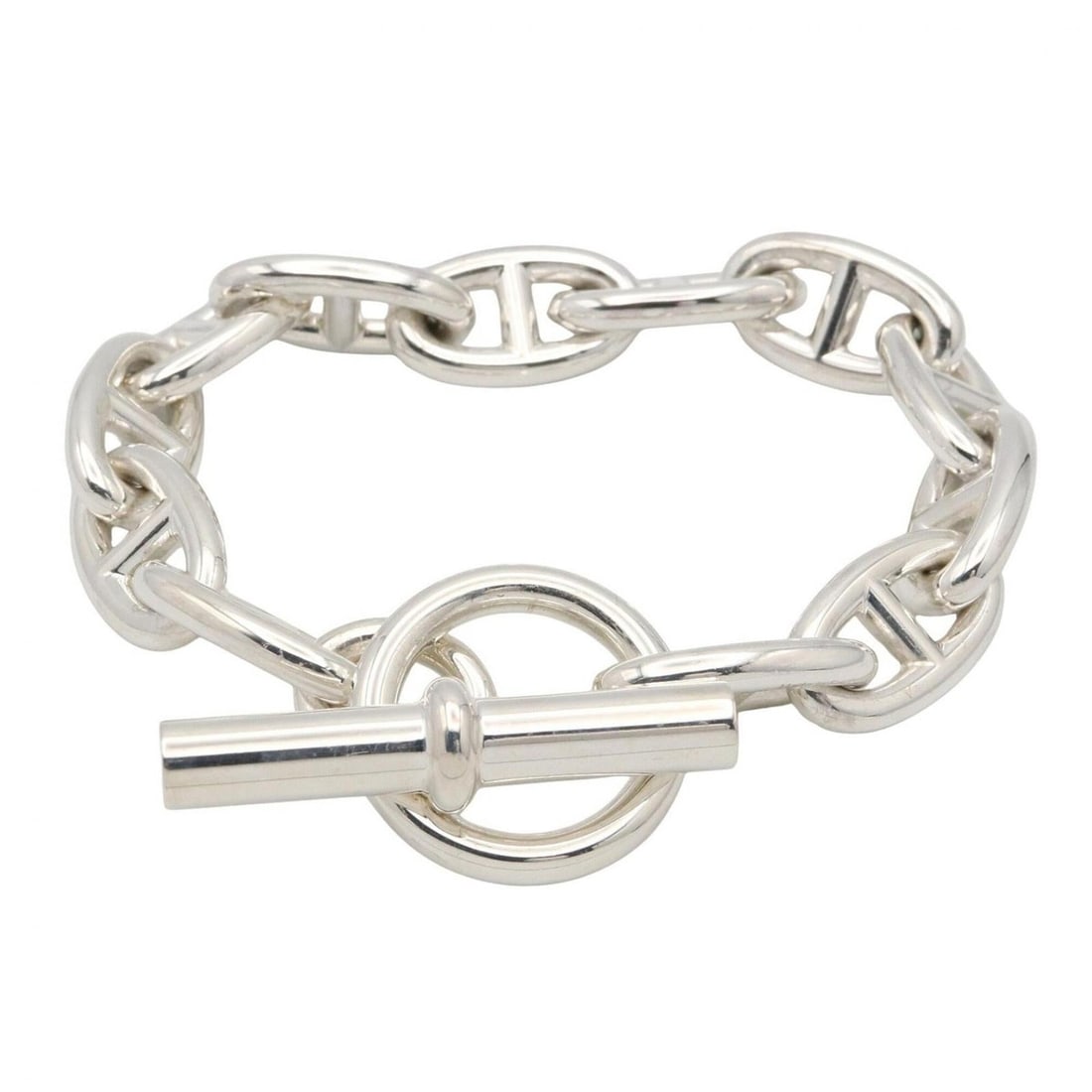 Hermes Chaine d'Ancre GM 12-link bracelet, sterling silver (925), men's and women's, tone.: --- Catalog ---Category: SizeLength: 16cm / 6.29''Category: DesignType: Charm braceletColor: SilverGender: Men,WomenMaterial: Silver 925Category: GeneralBrand: Hermes--- Item List ---Section: Conditio