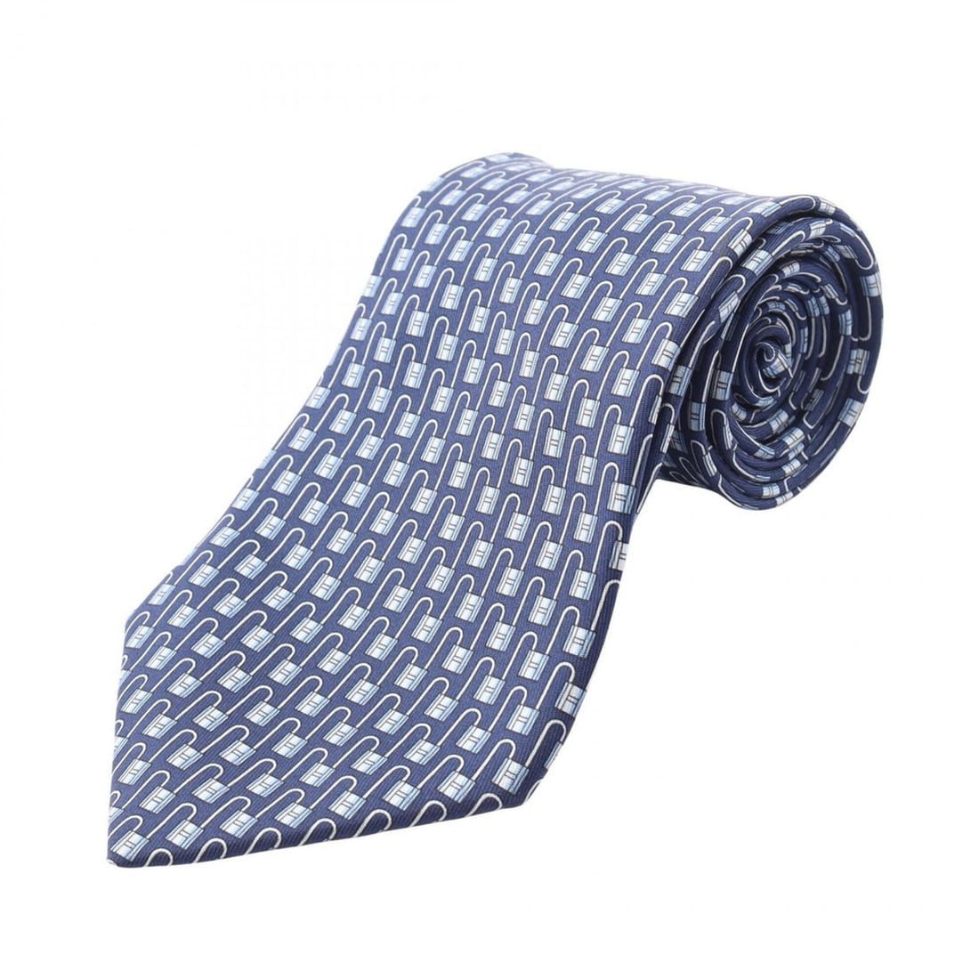 Hermes HERMES Cadena Pattern Tie, Silk, Men's, Navy/Blue/White, 5434FA (1 of 13)