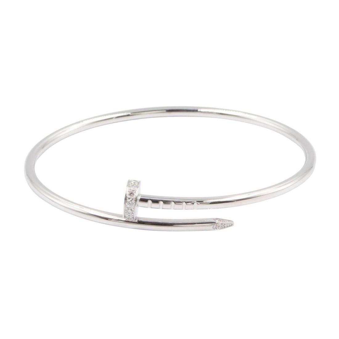 Cartier Juste un Clou Small Bracelet, Diamond 18K White Gold (18KWG), Women's, Silver/Clear Tone, (1 of 10)