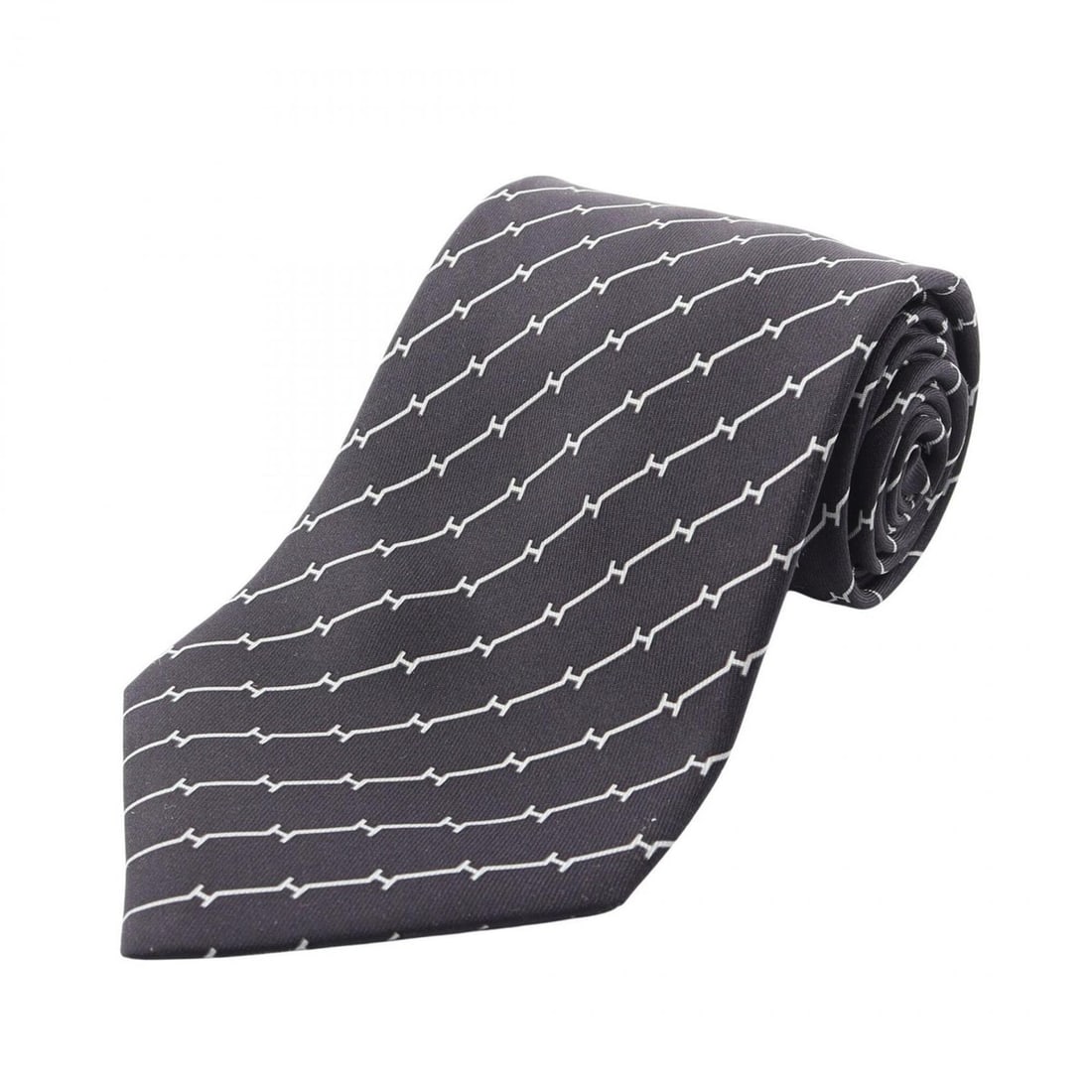 Hermes HERMES all-over pattern tie, silk, men's, black/gray (1 of 17)