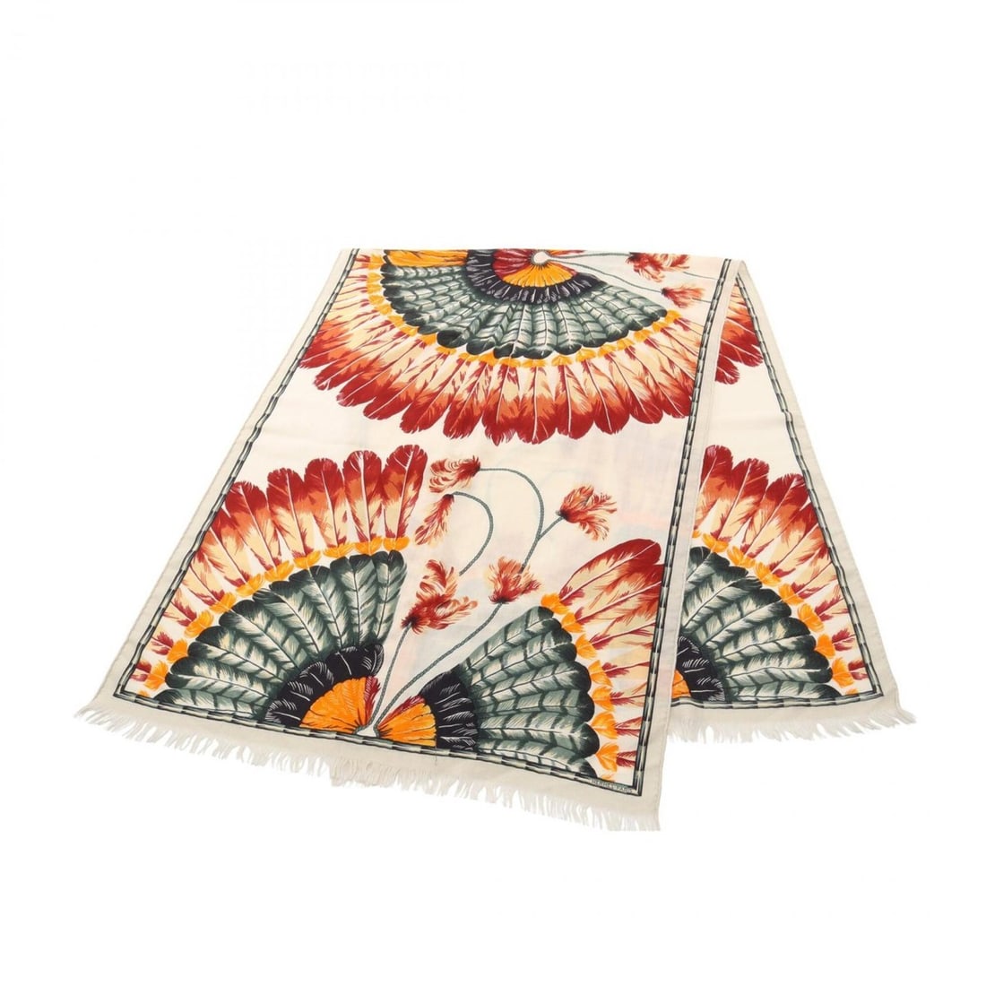 Hermes Rectangle BRAZIL Stole, Silk, Cashmere, Women's, Ivory/Multicolor: --- Catalog ---Category: SizeSize (LxW): 1.76m x 61cm / 69.29'' x 24.01''Category: DesignType: StoleColor: Ivory, Multi-colorGender: WomenMaterial: Silk , Cashmere Category: GeneralBrand: Hermes--- It