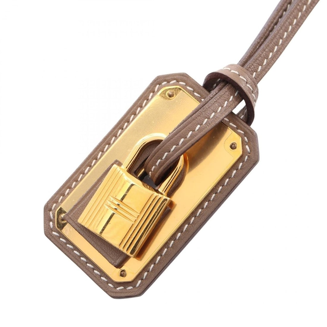 Hermes O'Kelly GM Necklace, Y Stamp, Gold Plated (GP), Veau Swift Leather, Women's, Gray/Gold Tone: --- Catalog ---Category: SizePendant Size: 34mm x 54mm / 1.33'' x 2.12''Neck Circumference: 74 cm / 29.13''Category: DesignColor: Etoupe gray, Gold, GrayGender: WomenMaterial: Gold plating, Swift leat