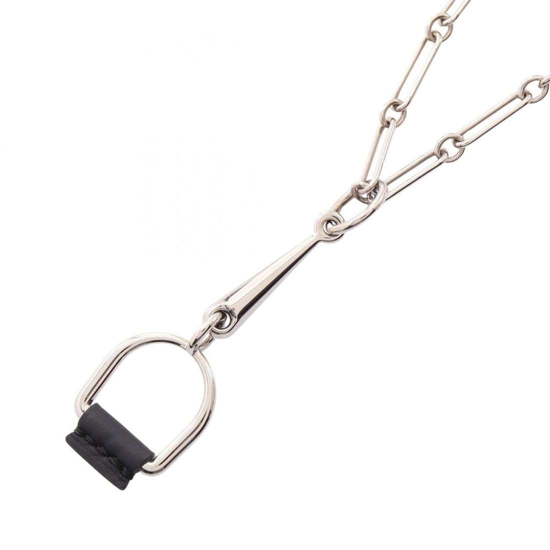 Hermes Heritage Equestre PM Necklace, Stainless Steel, Veau Swift Leather, Women's, Silver/Black,: --- Catalog ---Category: SizePendant Size: 52mm x 19mm / 2.04'' x 0.74''Neck Circumference: 48 cm / 18.89''Category: DesignColor: Black, SilverGender: WomenMaterial: Stainless steel, Swift leatherNeck