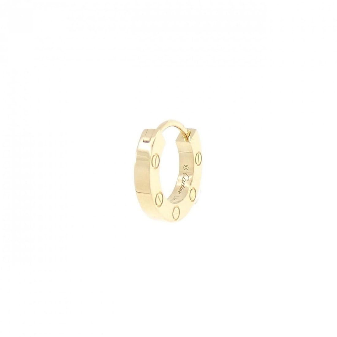 Cartier Love Earring (Single Earring): --- Catalog ---Category: SizeSize (HxWxD): 10.10mm x 1.90mm / 0.40'' x 0.07''Category: DesignType: Stud earringsColor: Yellow goldGender: WomenMaterial: Yellow gold (18K)Single earring: YesCategory: