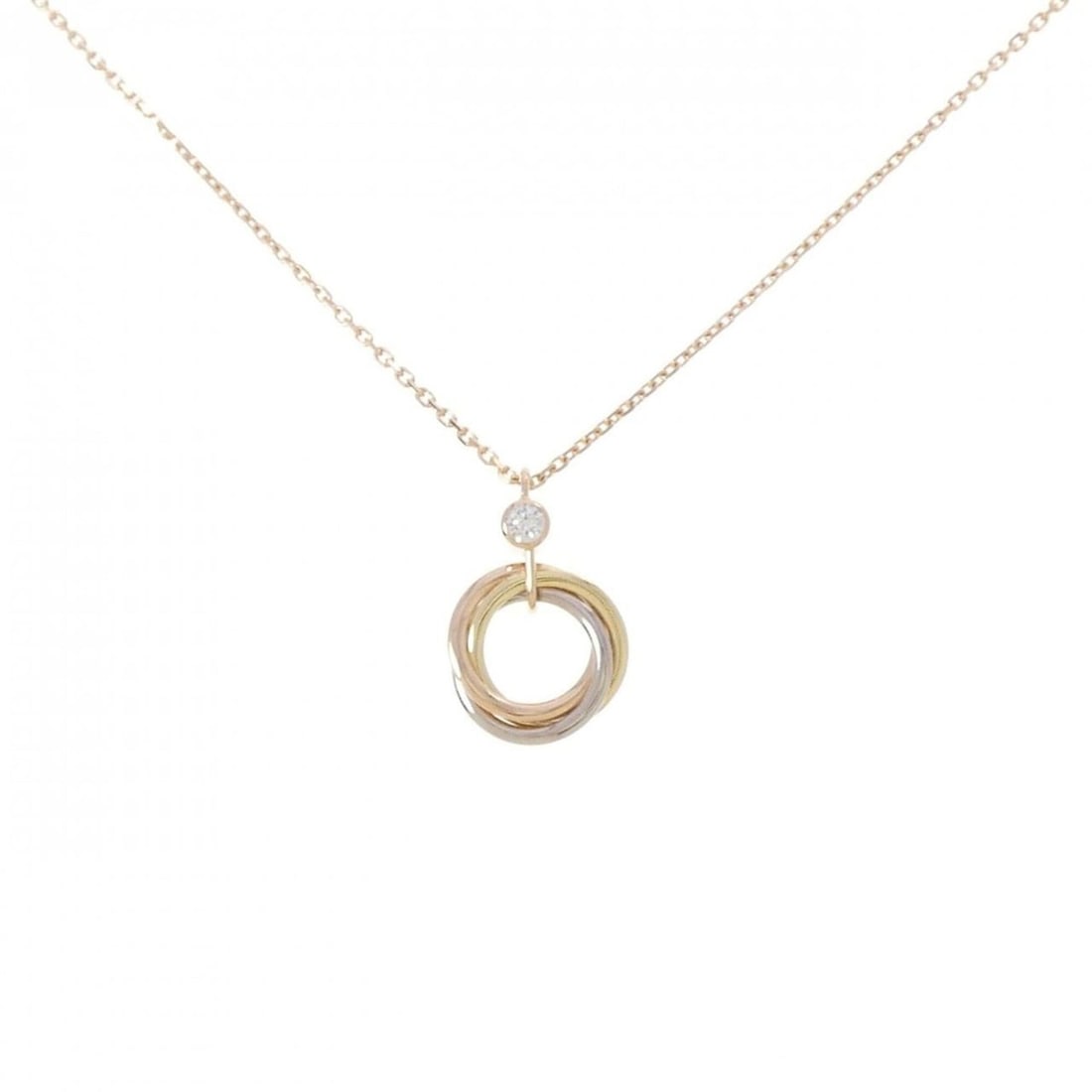 Cartier Trinity Necklace: --- Catalog ---Category: SizePendant Size: 16.3mm x 10.7mm / 0.64'' x 0.42''Neck Circumference: 38 cm - 40 cm / 14.96'' - 15.74''Category: DesignColor: Pink gold, White gold, Yellow goldStone: