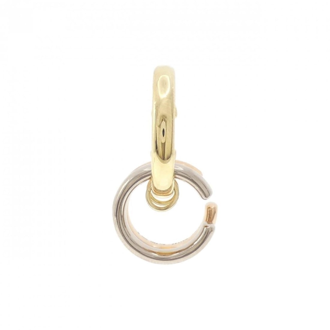 Cartier Trinity Sacai Earring (Single Earring): --- Catalog ---Category: SizeSize (HxWxD): 31.70mm x 16.50mm / 1.25'' x 0.65''Category: DesignType: Clip earringsColor: Pink gold, White gold, Yellow goldGender: WomenMaterial: Pink gold (18K), White