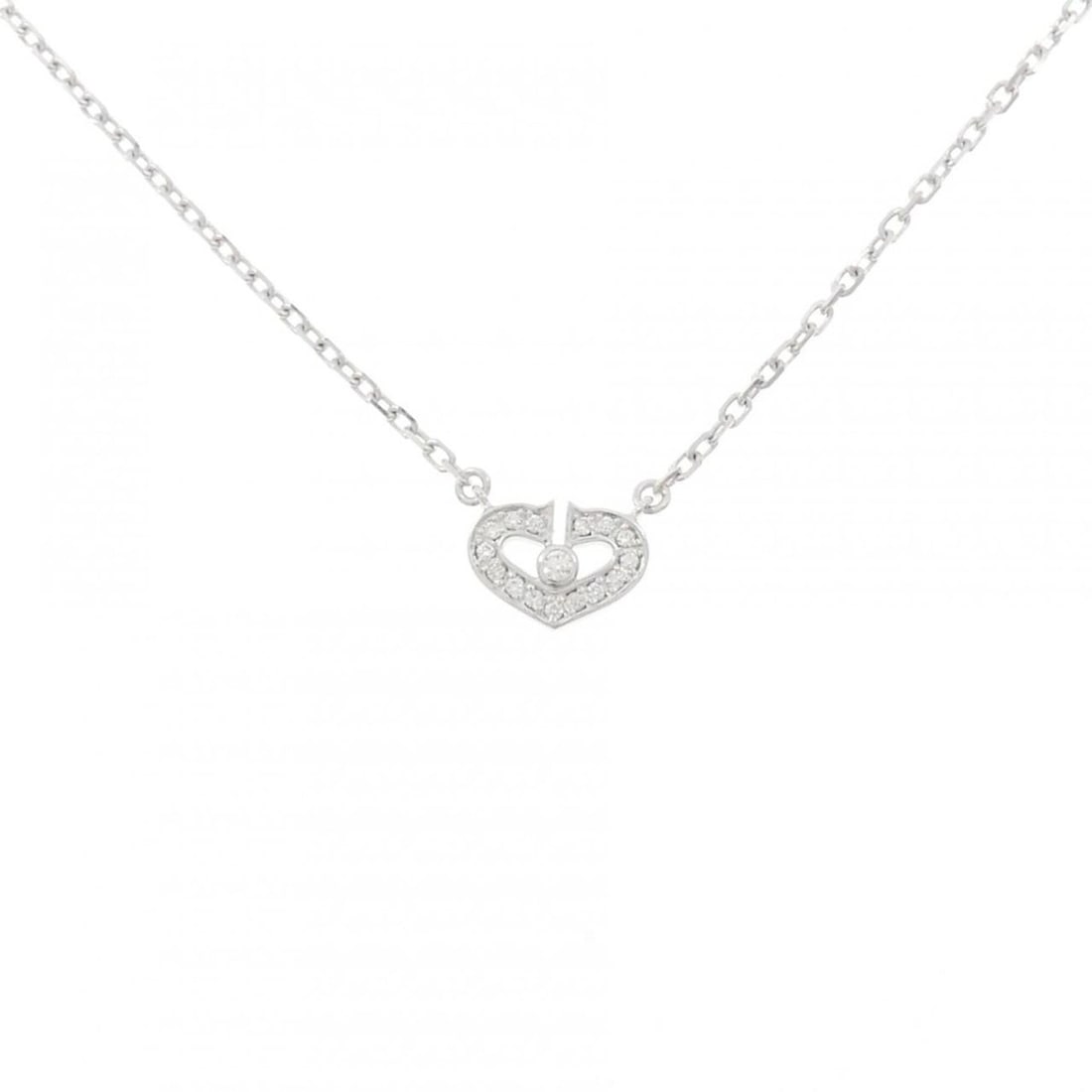 Cartier C Heart Necklace: --- Catalog ---Category: SizePendant Size: 7.2mm x 10mm / 0.28'' x 0.39''Neck Circumference: 39 cm / 15.35''Category: DesignColor: White goldStone: DiamondGender: WomenMaterial: White gold