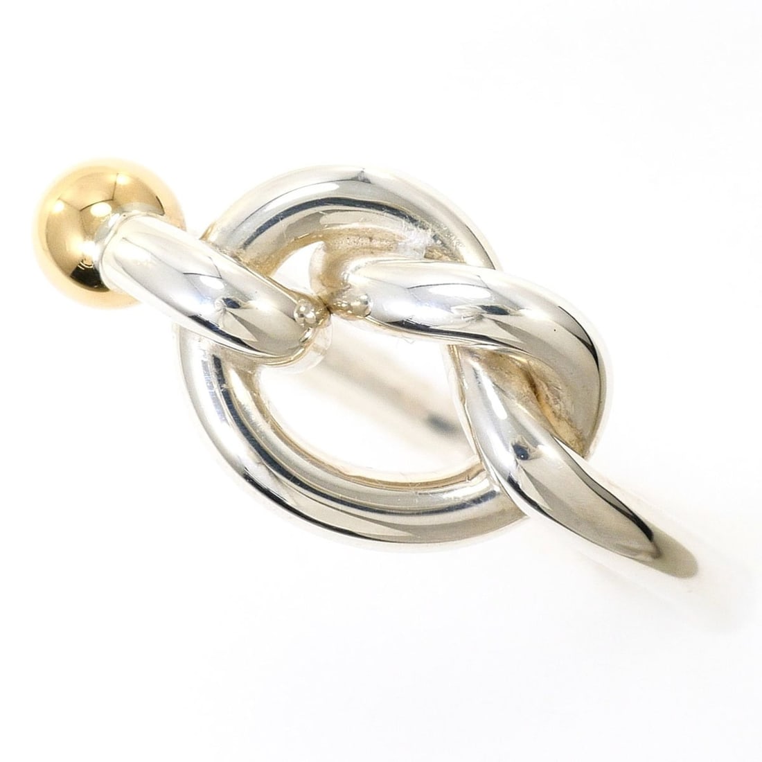 Tiffany & Co. Love Knot 18K Yellow Gold Silver Ring, Total Weight 2.9g, Like New Condition. (1 of 17)