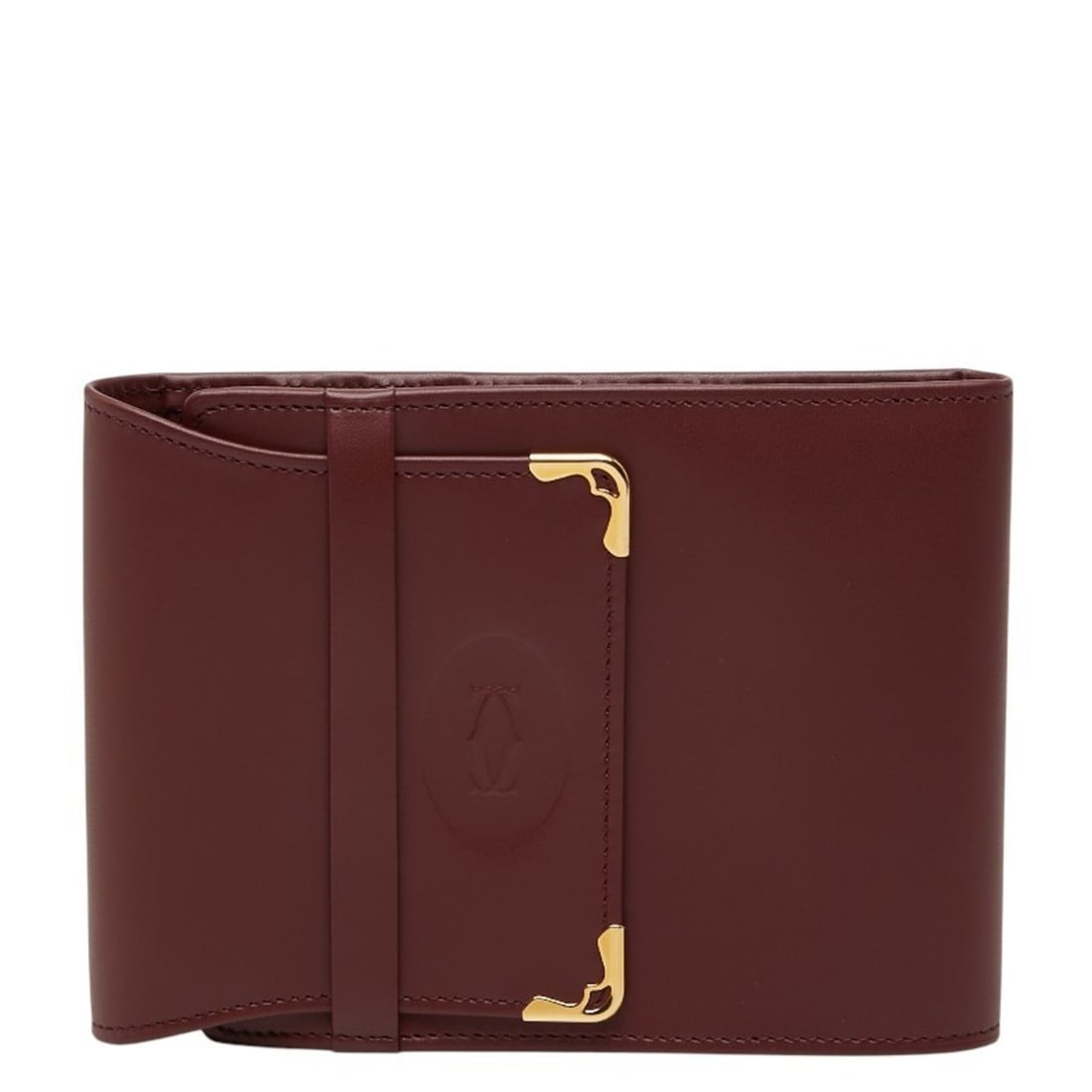 Cartier Must Line Bi-fold Wallet, Wine Red/Bordeaux Leather, Women's.: --- Catalog ---Category: SizeSize (HxWxD): 10cm x 14cm x 2.5cm / 3.93'' x 5.51'' x 0.98''Category: DesignType: Wallet (bi-fold)Color: Bordeaux, Wine redGender: WomenMaterial: Leather Category: General