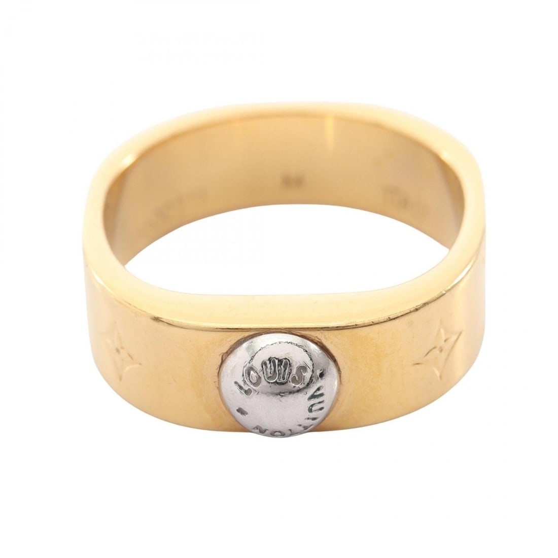 Louis Vuitton Nanogram Ring, Gold Plated Stainless Steel, Women's, Gold/Silver Tone, M00211 (1 of 10)