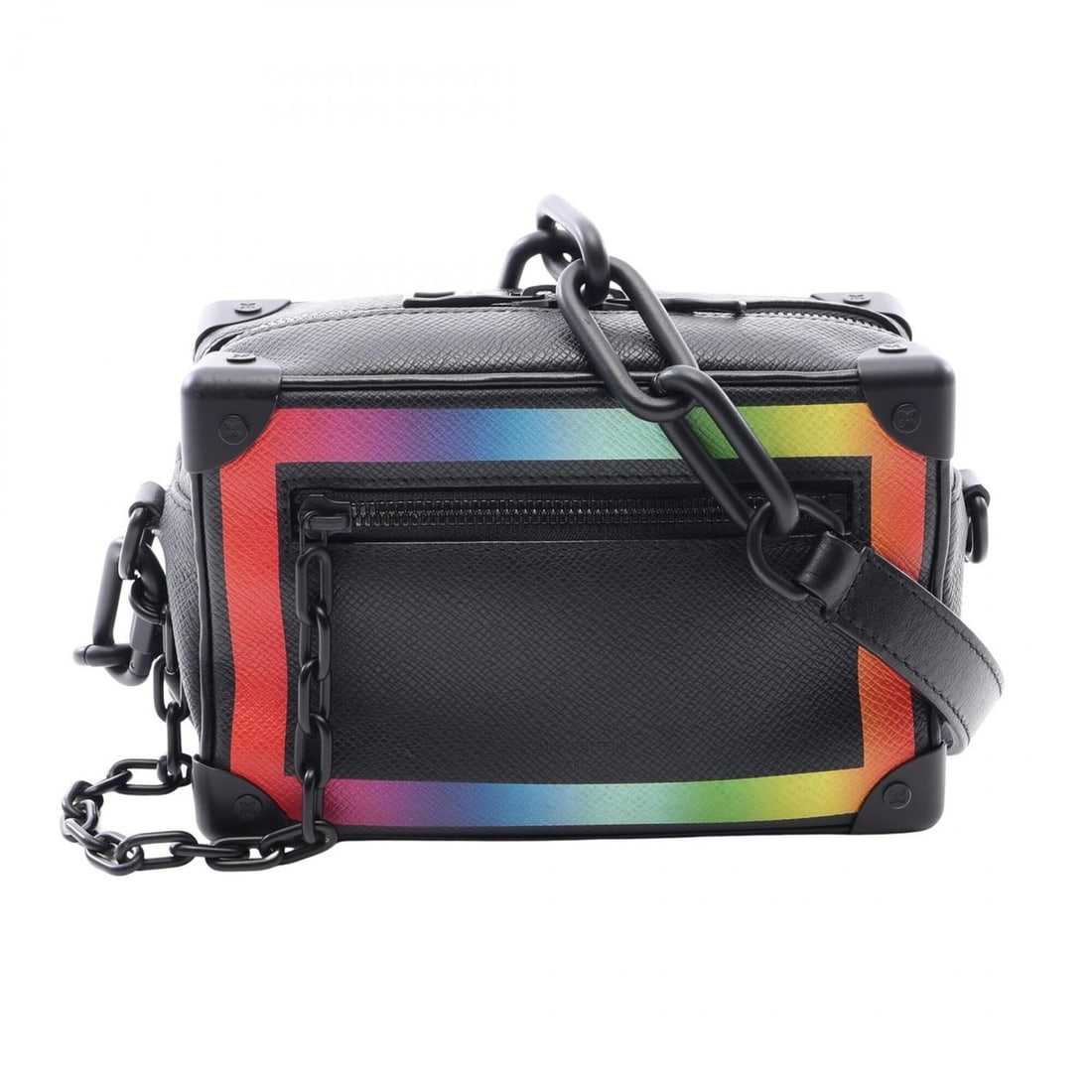 Louis Vuitton Mini Soft Trunk Taiga Rainbow Shoulder Bag Handbag Leather Men's Black/Multicolor: --- Catalog ---Category: SizeSize (HxWxD): 12.5cm x 18.5cm x 7cm / 4.92'' x 7.28'' x 2.75''Category: DesignType: Handbag, Shoulder bagColor: Black, Multi-colorGender: MenMaterial: Leather Category: Ge