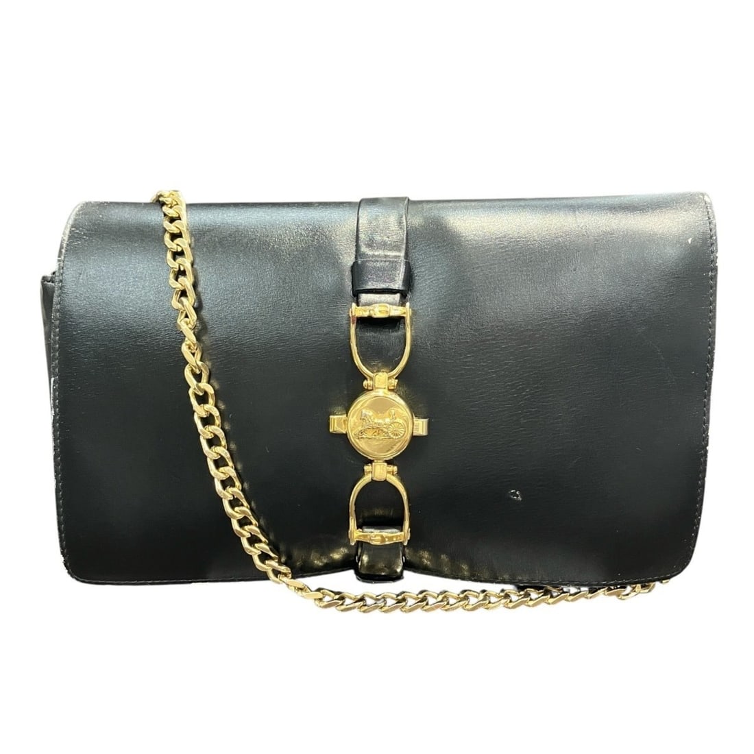 Celine Old Carriage Hardware Chain Shoulder Bag Leather: --- Catalog ---Category: SizeSize (HxWxD): 15cm x 23cm x 3cm / 5.9'' x 9.05'' x 1.18''Strap Length: 90cm / 35.43''Category: DesignType: Shoulder bagColor: BlackGender: WomenClosure: BeltMaterial: Leat