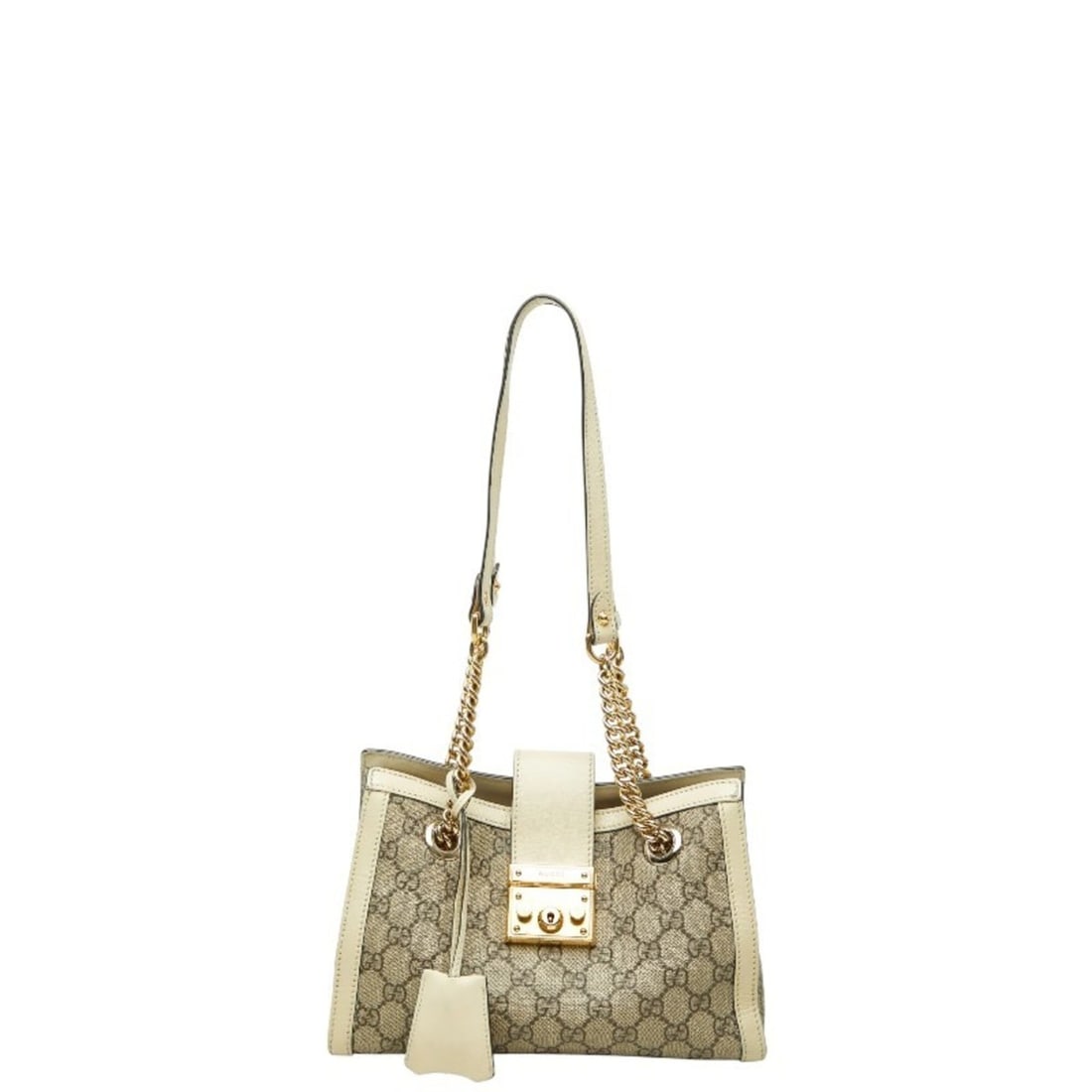 Gucci GG Supreme Padlock Chain Shoulder Bag 498156 Beige Ivory Leather Women's GUCCI: --- Catalog ---Category: SizeSize (HxWxD): 17cm x 25.5cm x 10cm / 6.69'' x 10.03'' x 3.93''Category: DesignType: Shoulder bagColor: Beige, IvoryGender: WomenMaterial: Leather , PVC Category: GeneralMP