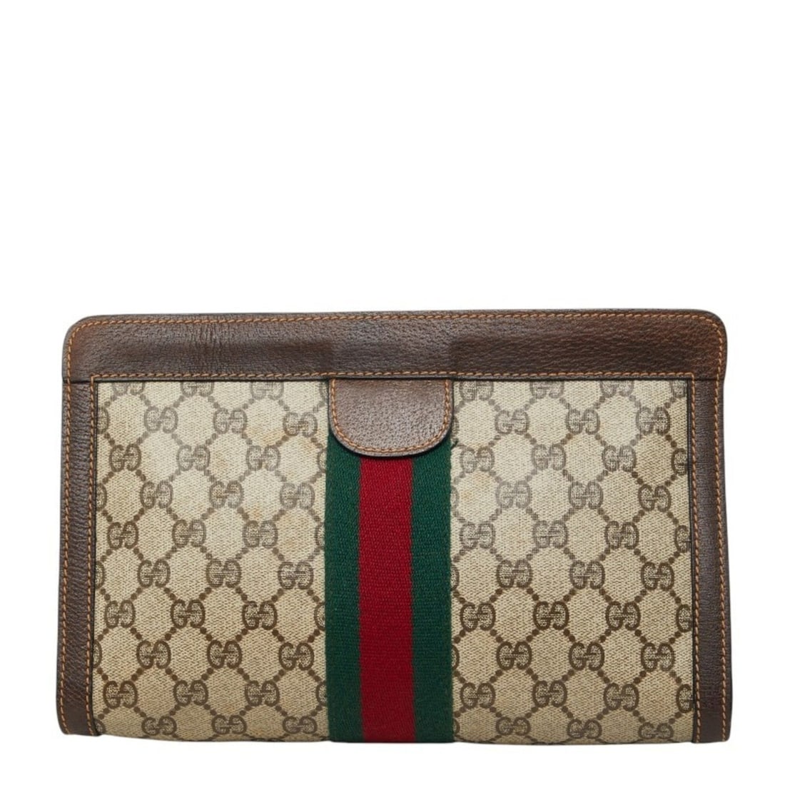 Gucci GG Supreme Old Sherry Line Clutch Bag Second Beige Brown Leather Women's GUCCI: --- Catalog ---Category: SizeSize (HxWxD): 17cm x 27cm x 8cm / 6.69'' x 10.62'' x 3.14''Category: DesignType: Clutch bagColor: Beige brownGender: WomenMaterial: PVC , Leather Category: GeneralBrand: G