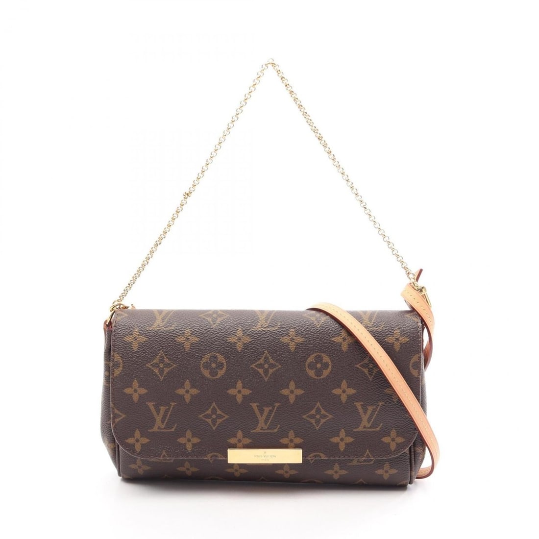 Louis Vuitton Favorite MM Monogram 2-Way Handbag, Coated Canvas Leather, Women's, Brown, M40718 (1 of 12)
