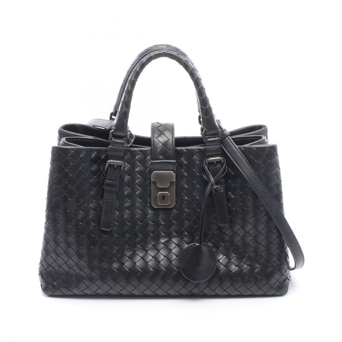 Bottega Veneta Intrecciato Small Roma Bag 2-Way Handbag Leather Women's Black: --- Catalog ---Category: SizeSize (HxWxD): 19cm x 32cm x 15cm / 7.48'' x 12.59'' x 5.9''Category: DesignType: HandbagColor: BlackGender: WomenMaterial: Intrecciato Category: GeneralBrand: Bottega Vene