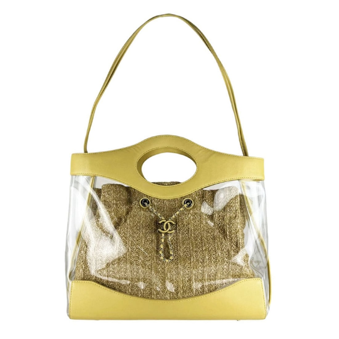 Chanel CHANEL Handbag Shoulder Bag Leather Vinyl Light Yellow Silver Women's z10423: --- Catalog ---Category: SizeSize (HxWxD): 29cm x 39cm x 12cm / 11.41'' x 15.35'' x 4.72''Category: DesignType: Handbag, Shoulder bagColor: YellowGender: WomenMaterial: Leather , Vinyl Category: Gener