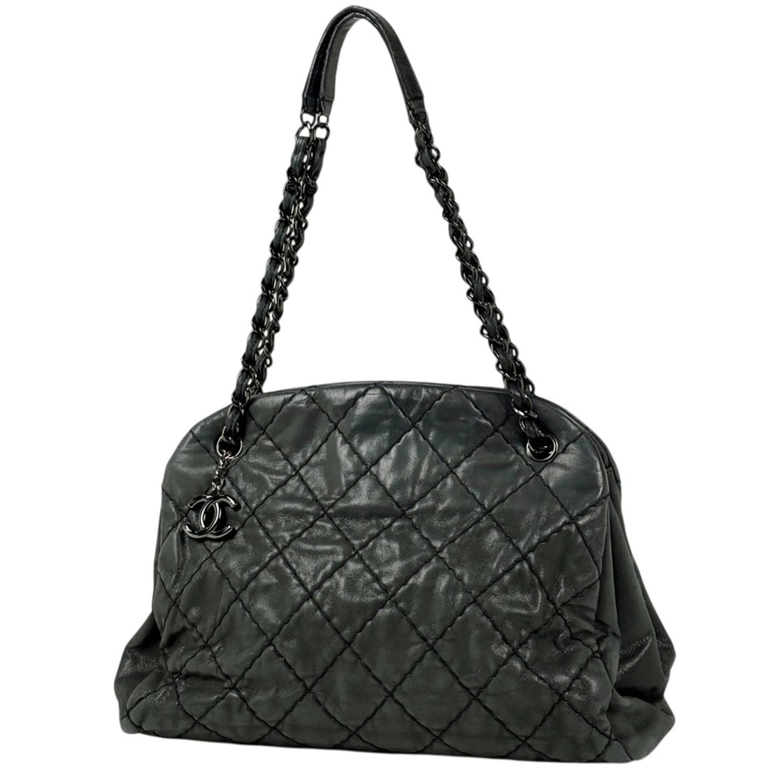 Chanel Mademoiselle Chain Shoulder Bag Bowling Coco Mark Leather Black Women's: --- Catalog ---Category: SizeStrap Drop: 23cm / 9.05''Size (HxWxD): 26cm x 33cm x 11cm / 10.23'' x 12.99'' x 4.33''Category: DesignType: Shoulder bagColor: BlackGender: WomenMaterial: Leather