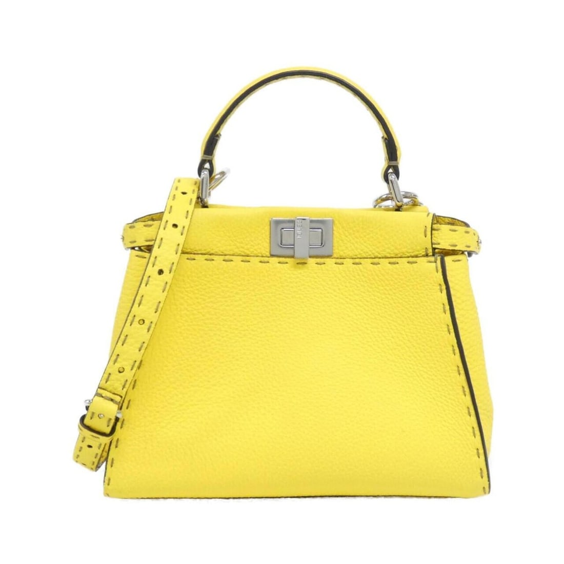Fendi SELLERIA Peekaboo Mini 8BN244 ADYW Handbag: --- Catalog ---Category: SizeSize (HxWxD): 18cm x 24cm x 12cm / 7.08'' x 9.44'' x 4.72''Category: DesignType: HandbagColor: YellowGender: WomenMaterial: Leather Hardware Color: SilverLeather/Fur Type: