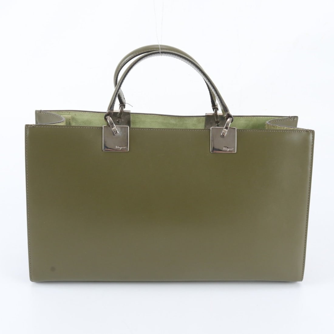 Salvatore Ferragamo Gancini Leather Handbag Tote Bag, Khaki, Brand Name, Women's: --- Catalog ---Category: SizeSize (HxWxD): 18cm x 31cm x 10cm / 7.08'' x 12.2'' x 3.93''Category: DesignType: Handbag, Tote bagColor: Green, KhakiGender: WomenMaterial: Leather Category: GeneralBrand: