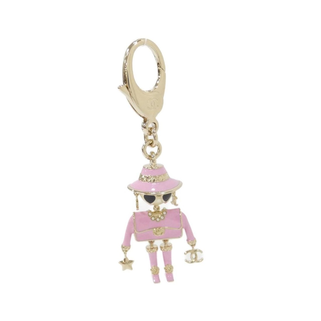 Chanel ABG014 Keychain: --- Catalog ---Category: DesignType: KeyringColor: Black, Pink, WhiteGender: Men,WomenCategory: GeneralMPN: ABG014Brand: Chanel--- Item List ---Section: ConditionRanking: Rank A Used - A few traces