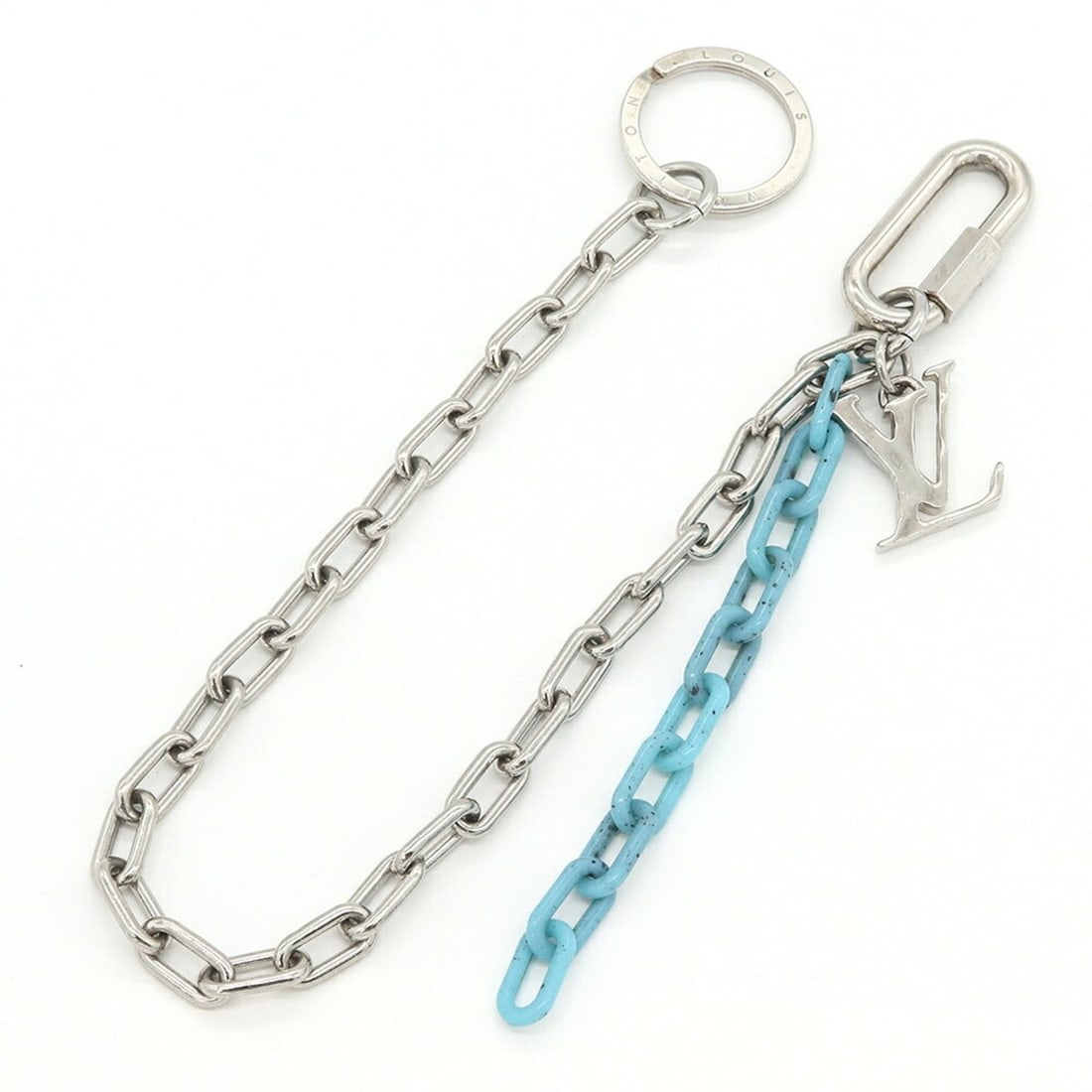 Louis Vuitton Wallet Chain Keychain LV Shape MP2619 Silver Light Blue Metal Plastic Accessory Bag: --- Catalog ---Category: SizeStrap / Chain Length: 48cm / 18.89''Category: DesignColor: Light blueGender: MenMaterial: Metal , Plastic Category: GeneralBrand: Louis VuittonCountry of Origin: Italy--- 