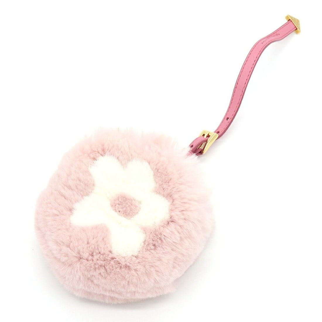 Prada accessory bag charm, flower fur pink and white fur, wallet/coin case, handbag, pouch, flower,: --- Catalog ---Category: SizeSize (HxWxD): 11cm x 6cm / 4.33'' x 2.36''Category: DesignType: Handbag, PouchColor: Light pink, Pink, WhiteGender: WomenMaterial: Fur Category: GeneralBrand: Prada--- Ite