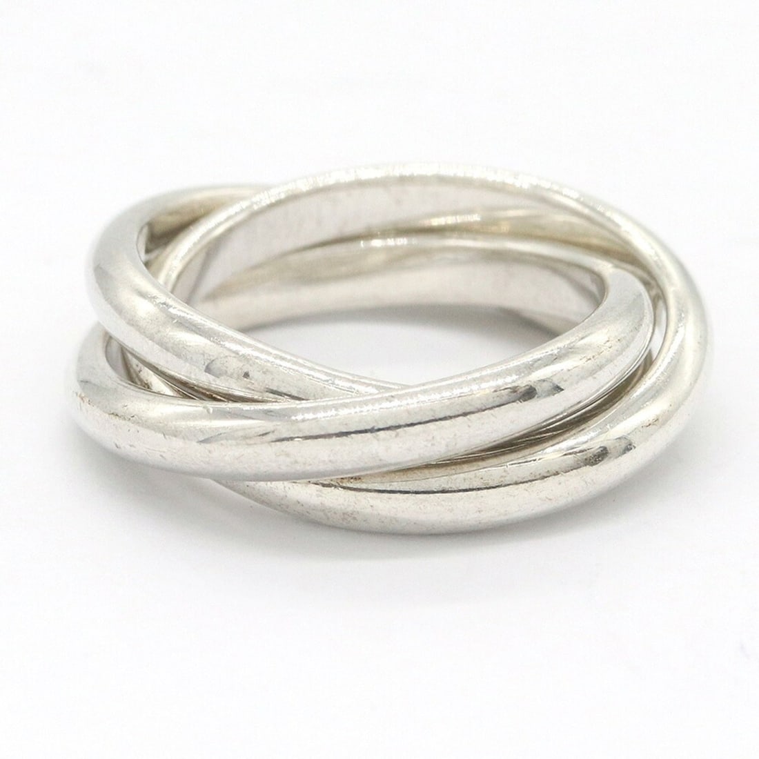 Tiffany & Co. Triple Ring, Sterling Silver 925, US 4.5-5, JP, Women's, Trinity 3-strand design.: --- Catalog ---Category: SizeJP Size: 8US Size: 4.5Category: DesignColor: SilverGender: WomenMaterial: Sterling silver 925Category: GeneralBrand: Tiffany--- Item List ---Section: ConditionRanking: