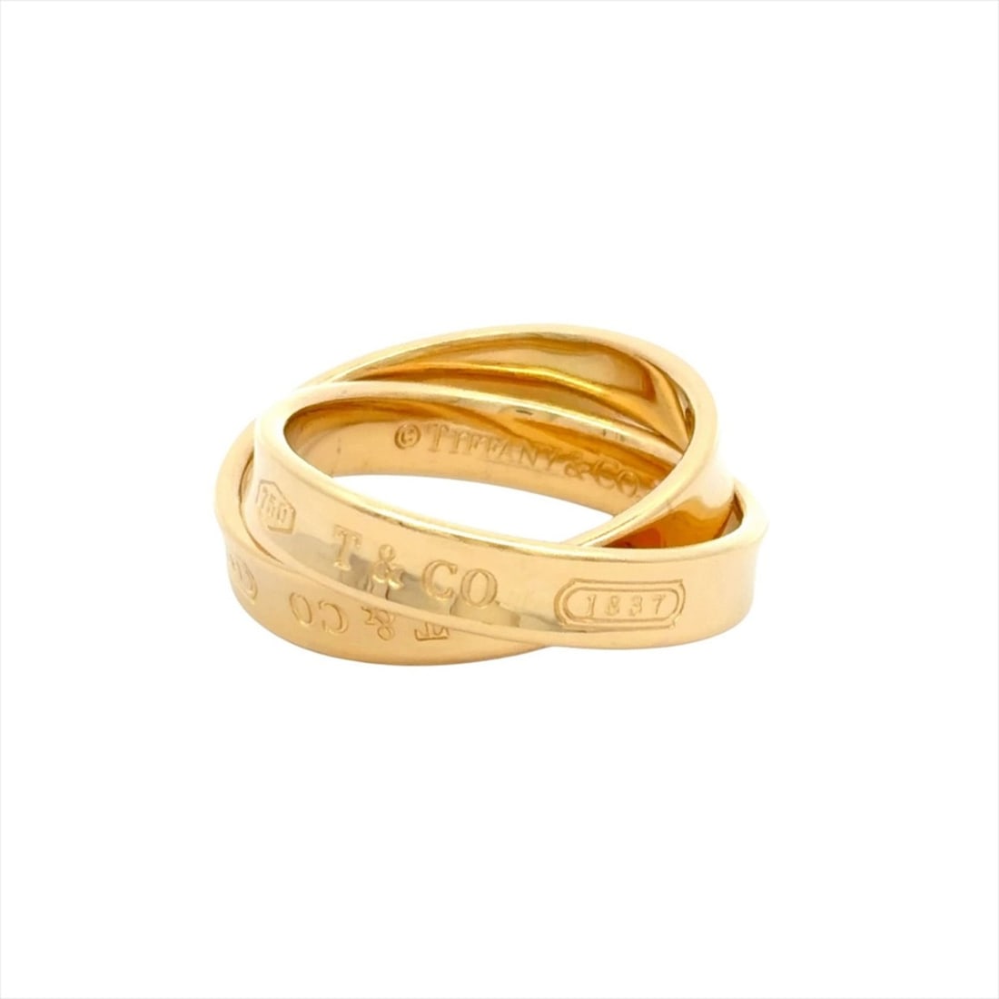 Tiffany & Co. Interlocking Circle 1837 Ring, Approx. 18K Yellow Gold, 6.8g, Women's Ring: --- Catalog ---Category: SizeJP Size: 6US Size: 3.5Category: DesignType: Band ringColor: Yellow goldGender: WomenMaterial: Yellow gold (18K)Category: GeneralBrand: Tiffany--- Item List ---Section: Con