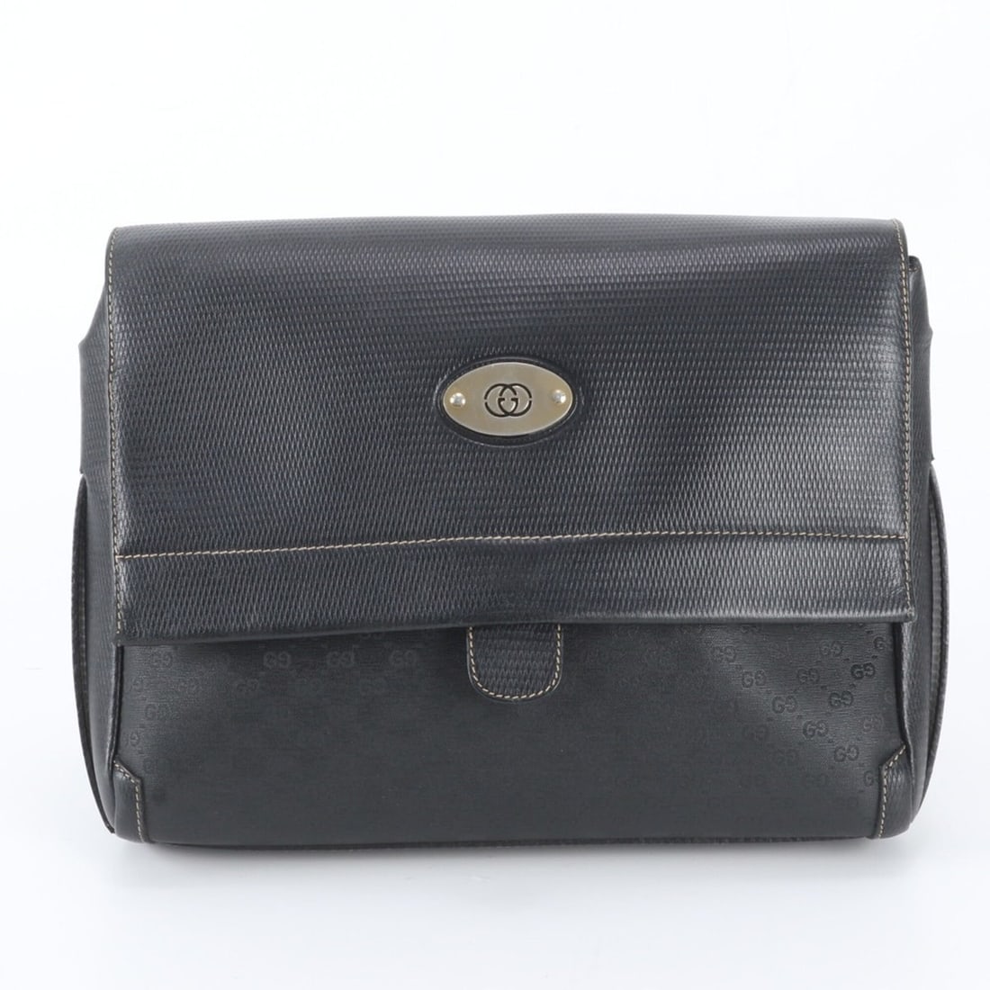 Gucci Micro GG Leather Canvas Second Bag Clutch Handbag Pouch Black Men's: --- Catalog ---Category: SizeSize (HxWxD): 23cm x 26cm x 5cm / 9.05'' x 10.23'' x 1.96''Category: DesignType: Clutch bag, PouchColor: BlackGender: MenMaterial: Canvas Category: GeneralBrand: GucciCoun