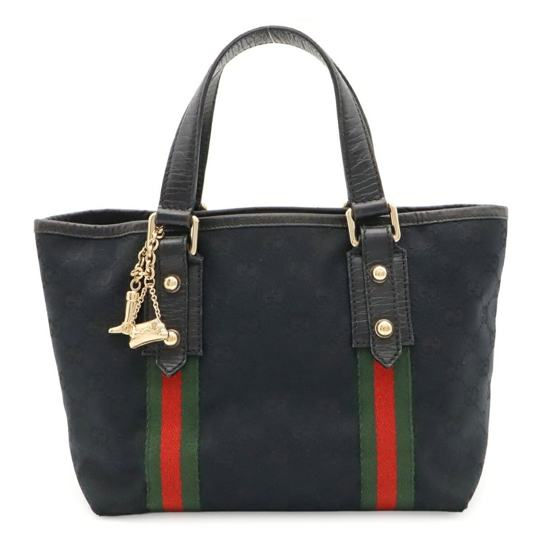 GUCCI GG Canvas Sherry Line Tote Bag Mini Handbag Leather Black Green Red 139261: --- Catalog ---Category: SizeSize (HxWxD): 17.5cm x 21cm x 11cm / 6.88'' x 8.26'' x 4.33''Category: DesignType: Handbag, Tote bagColor: Black, Green, Red colorGender: Women,MenMaterial: Canvas , Leath