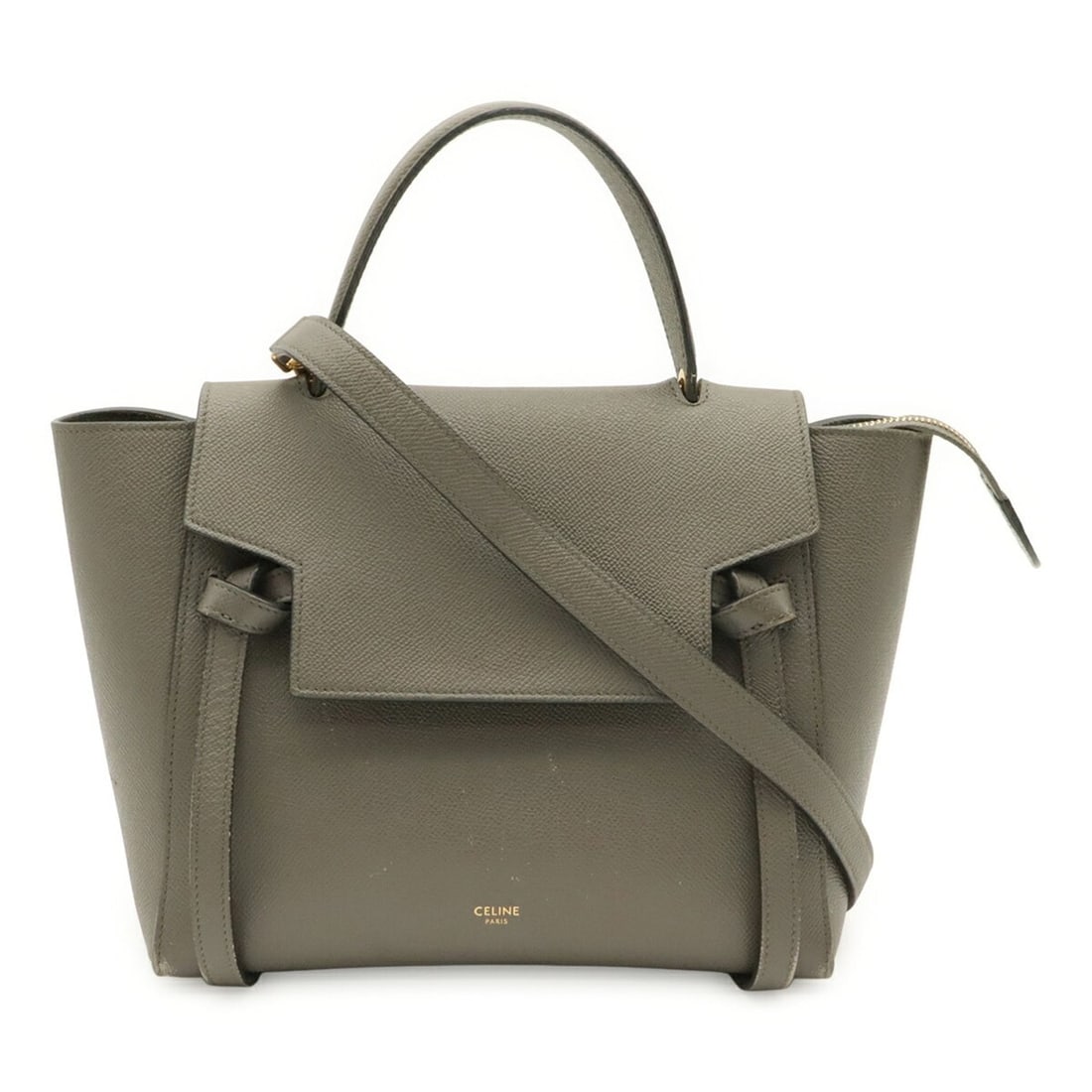 CELINE Belt Bag Micro Handbag Shoulder Leather Gray 189153: --- Catalog ---Category: SizeSize (HxWxD): 22cm x 24cm x 13.5cm / 8.66'' x 9.44'' x 5.31''Category: DesignType: Handbag, Shoulder bagColor: GrayGender: WomenMaterial: Leather Category: GeneralBrand: C