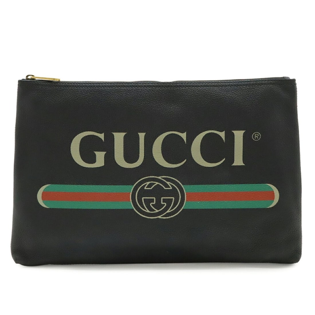 GUCCI Gucci Print Portfolio Clutch Bag Second Leather Black Green Red 500984: --- Catalog ---Category: SizeSize (HxWxD): 23.5cm x 36.5cm x 3cm / 9.25'' x 14.37'' x 1.18''Category: DesignType: Clutch bagColor: Black, Green, Red colorGender: Women,MenMaterial: Leather Category: G