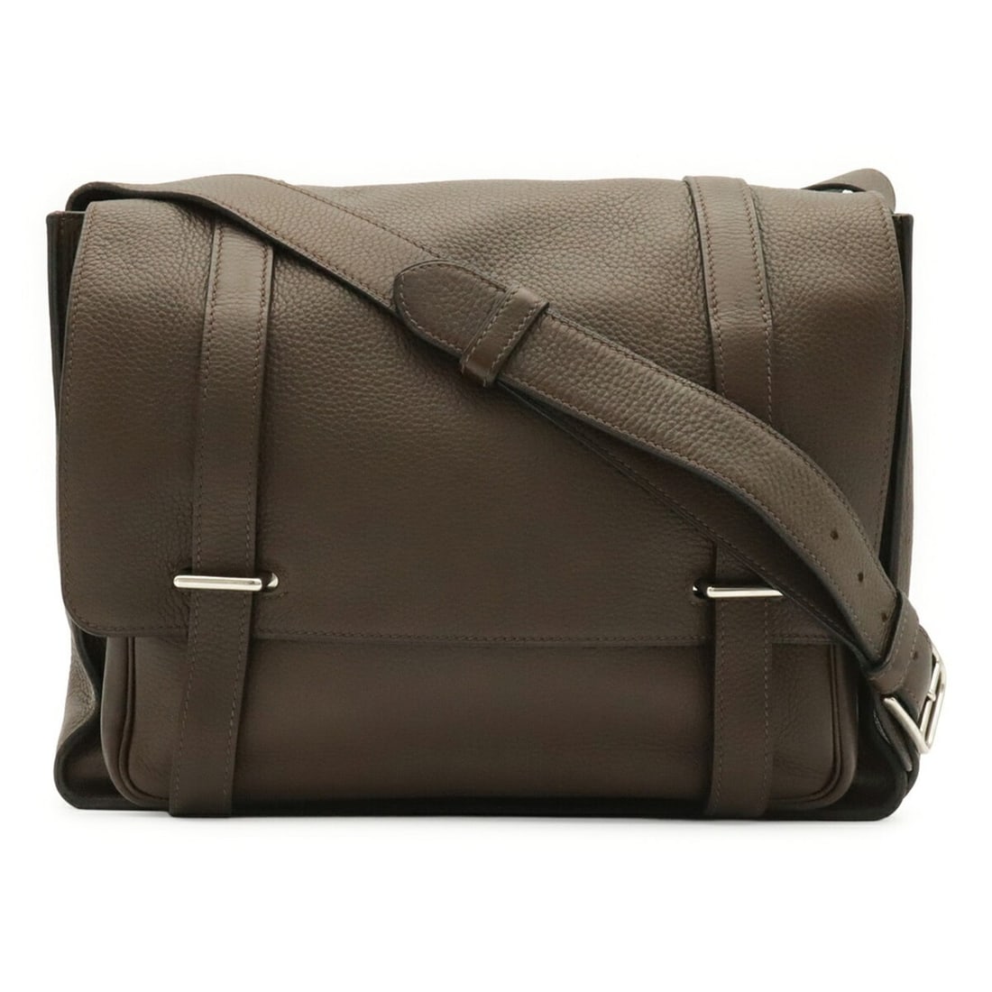 HERMES Steve Buzas 35 Shoulder Bag, Taurillon Clemence Leather, Brown, L Stamp: --- Catalog ---Category: SizeSize (HxWxD): 26cm x 34.5cm x 9.5cm / 10.23'' x 13.58'' x 3.74''Category: DesignType: Shoulder bagColor: BrownGender: Women,MenMaterial: Taurillon clemence leather Categor