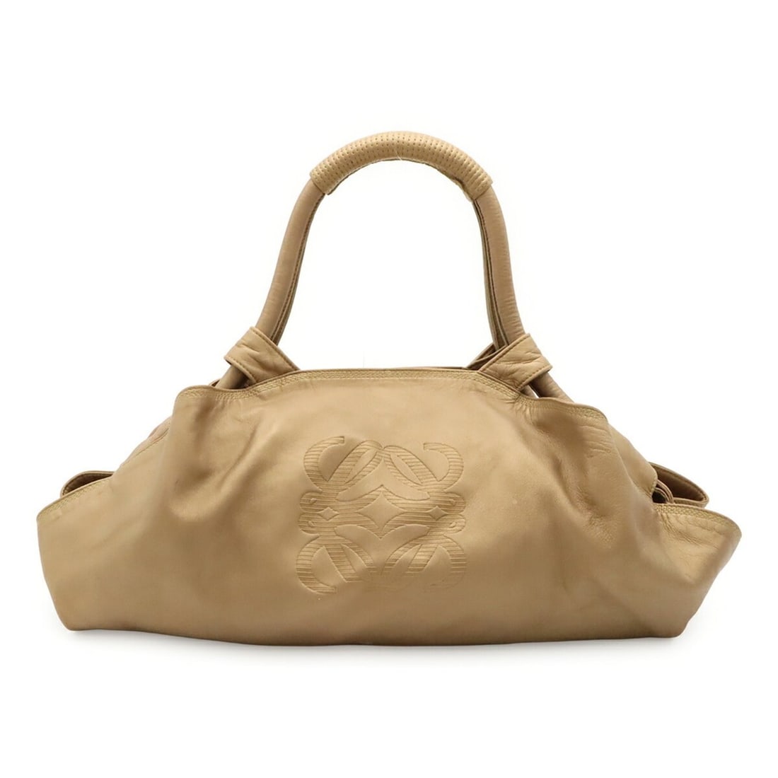 LOEWE Anagram Nappa Aire Handbag, Leather, Champagne Gold: --- Catalog ---Category: SizeSize (HxWxD): 28.5cm x 46cm / 11.22'' x 18.11''Category: DesignType: HandbagColor: Champagne goldGender: WomenMaterial: Leather Category: GeneralBrand: LoeweCountry of Ori