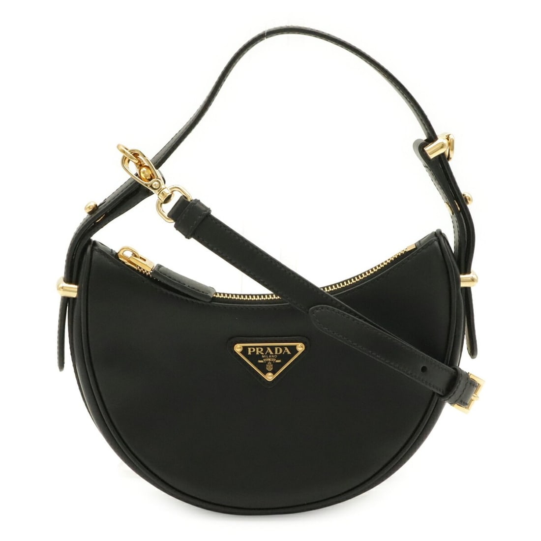 PRADA Prada Arche Small Leather Shoulder Bag Handbag NERO Black 1BC194: --- Catalog ---Category: SizeSize (HxWxD): 18.5cm x 22.5cm x 6cm / 7.28'' x 8.85'' x 2.36''Category: DesignType: Handbag, Shoulder bagColor: Black, NeroGender: WomenMaterial: Leather Category: General