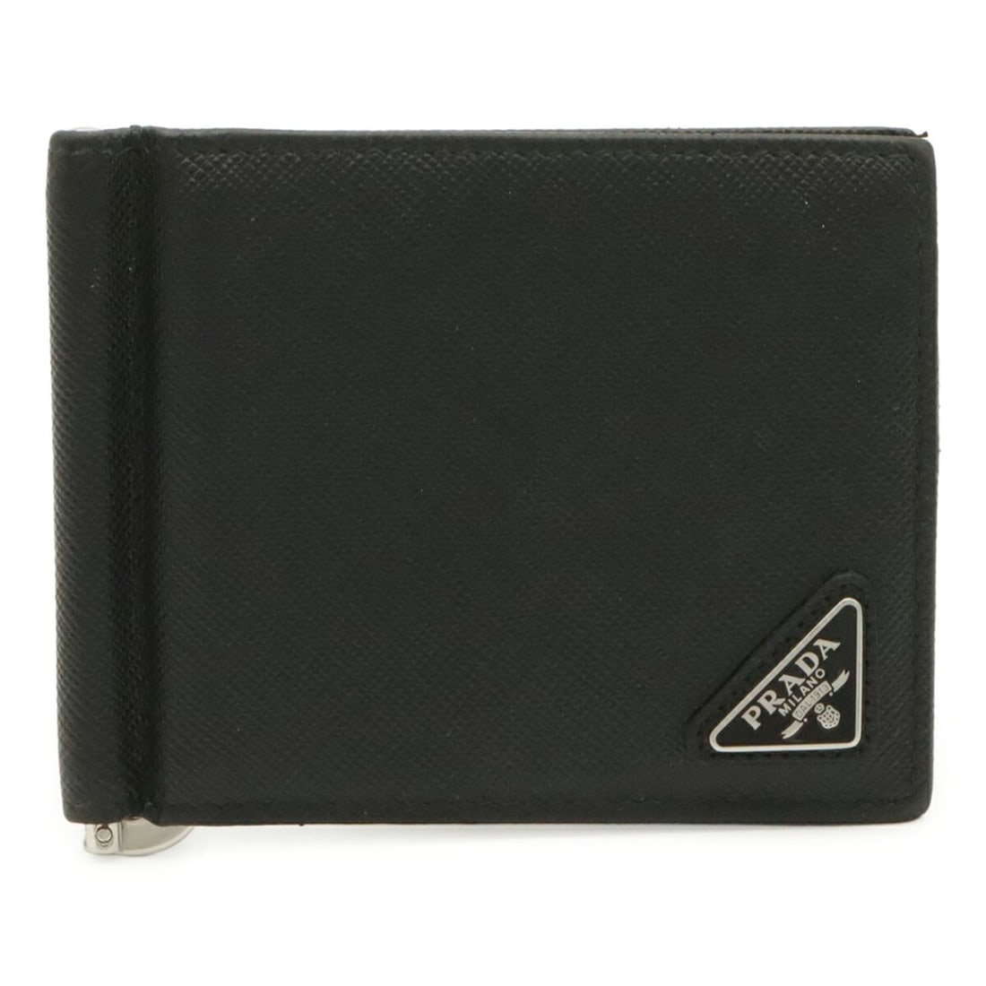 PRADA Triangle Bi-fold Wallet with Money Clip, Leather, Black (NERO) 2MN077: --- Catalog ---Category: SizeSize (HxWxD): 8.5cm x 11cm / 3.34'' x 4.33''Category: DesignType: Wallet (bi-fold)Color: Black, Nero, WhiteGender: MenMaterial: Leather Category: GeneralMPN: 2MN077Brand: 