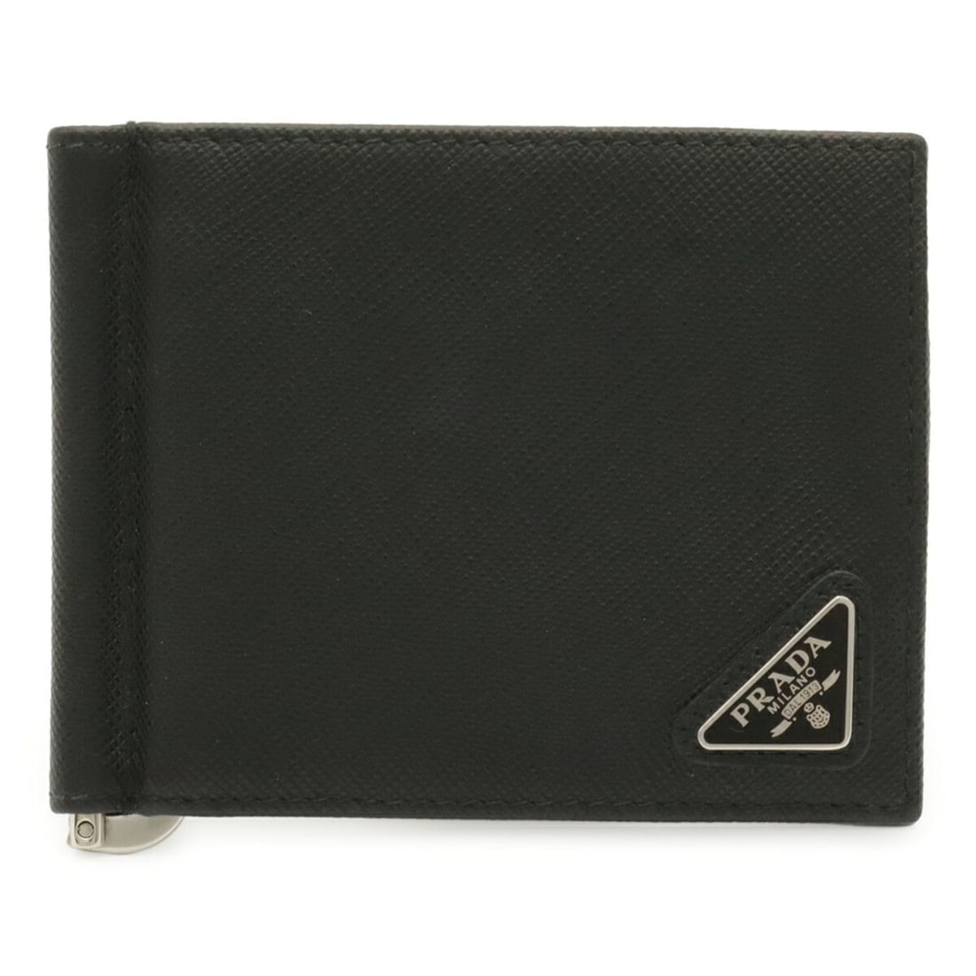 PRADA Triangle Bi-fold Wallet with Money Clip, Leather, Black (NERO) 2MN077: --- Catalog ---Category: SizeSize (HxWxD): 8.5cm x 11cm / 3.34'' x 4.33''Category: DesignType: Wallet (bi-fold)Color: Black, NeroGender: MenMaterial: Leather Category: GeneralMPN: 2MN077Brand: Prada--