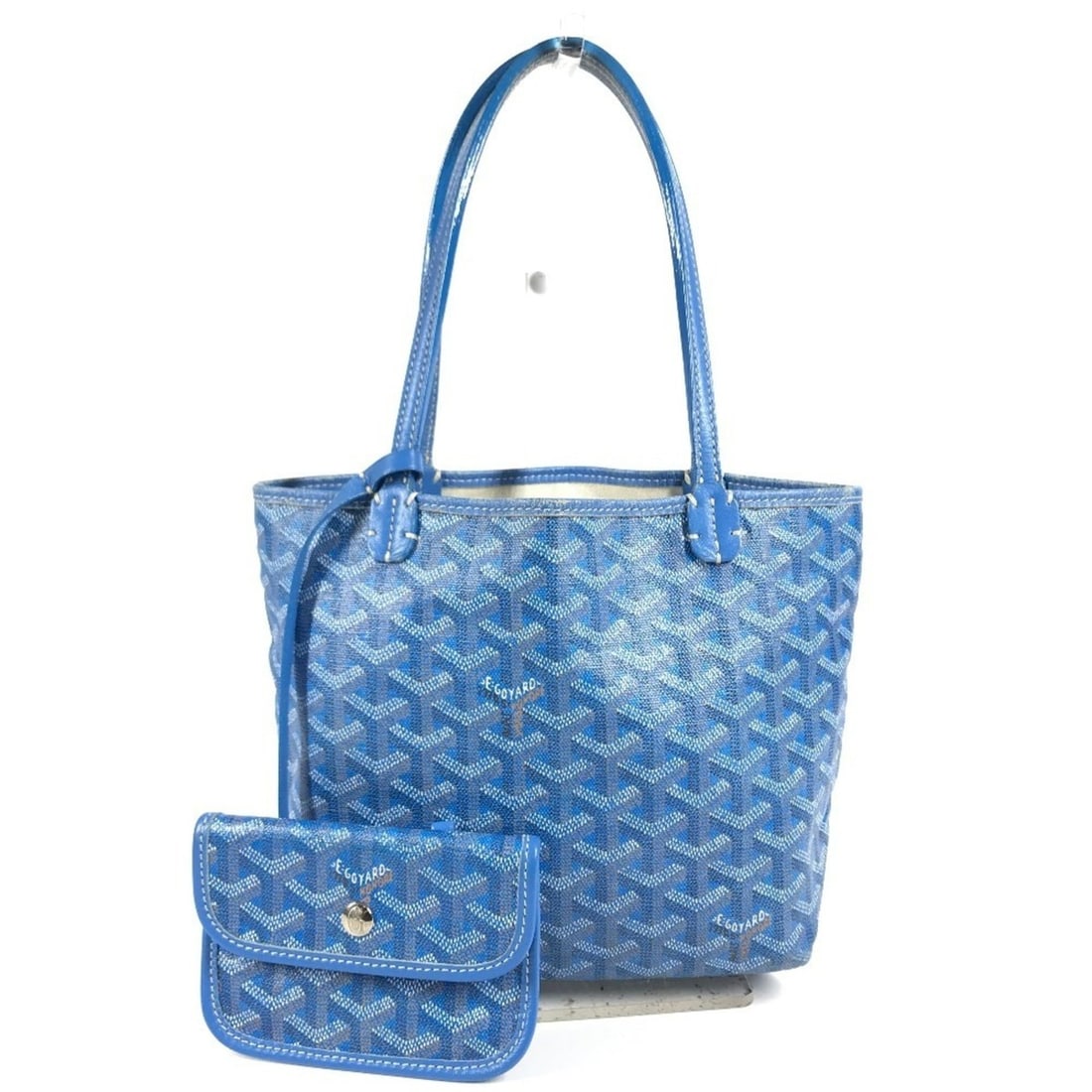 GOYARD Ange Mini Tote Bag Handbag Leather Men's Women's Blue: --- Catalog ---Category: SizeSize (HxWxD): 19cm x 18cm x 9cm / 7.48'' x 7.08'' x 3.54''Category: DesignType: Handbag, Tote bagColor: BlueGender: Men,WomenMaterial: PVC , Leather Category: GeneralBrand