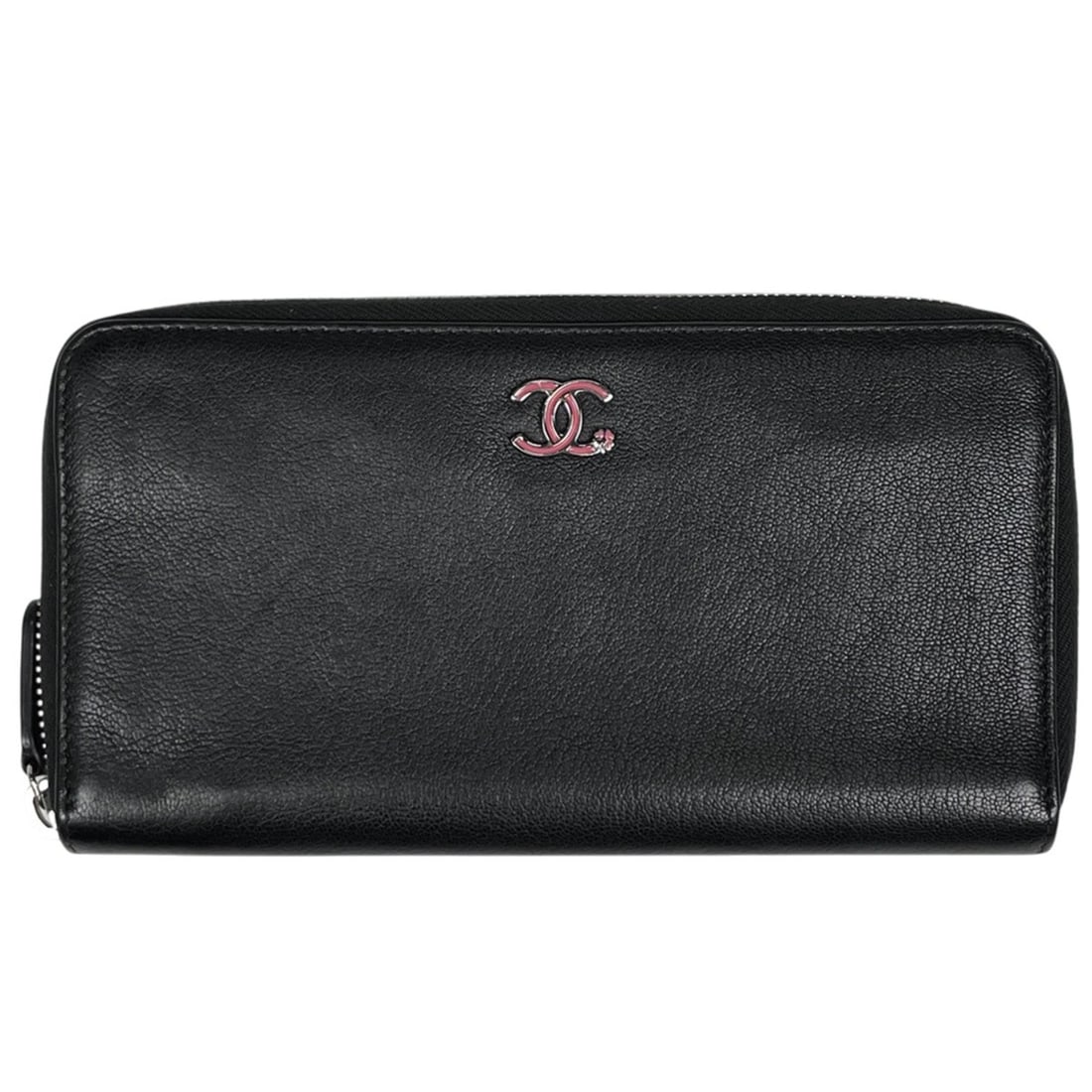 Chanel Coco Mark Round Zip Long Wallet, Clover Leather, Black, Women's: --- Catalog ---Category: SizeSize (HxWxD): 10.5cm x 19cm x 2cm / 4.13'' x 7.48'' x 0.78''Category: DesignType: Long wallet (bi-fold)Color: BlackGender: WomenMaterial: Leather Category: GeneralBrand: C