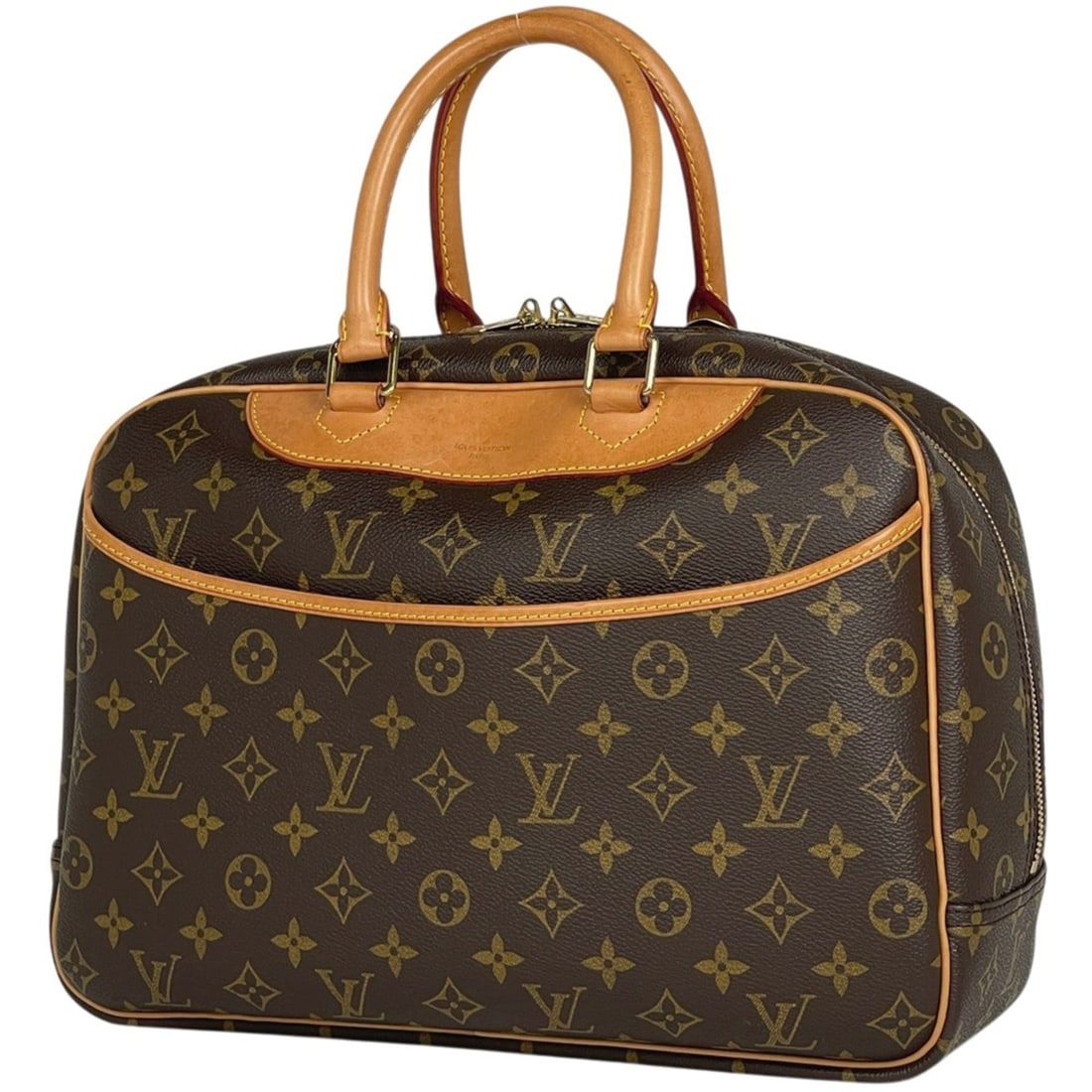 Louis Vuitton Deauville Bowling Vanity Handbag, Monogram Brown, M47270, Women's: --- Catalog ---Category: SizeSize (HxWxD): 26cm x 33cm x 14cm / 10.23'' x 12.99'' x 5.51''Category: DesignType: HandbagColor: Brown, MonogramGender: WomenMaterial: Monogram Category: GeneralMPN: M4727